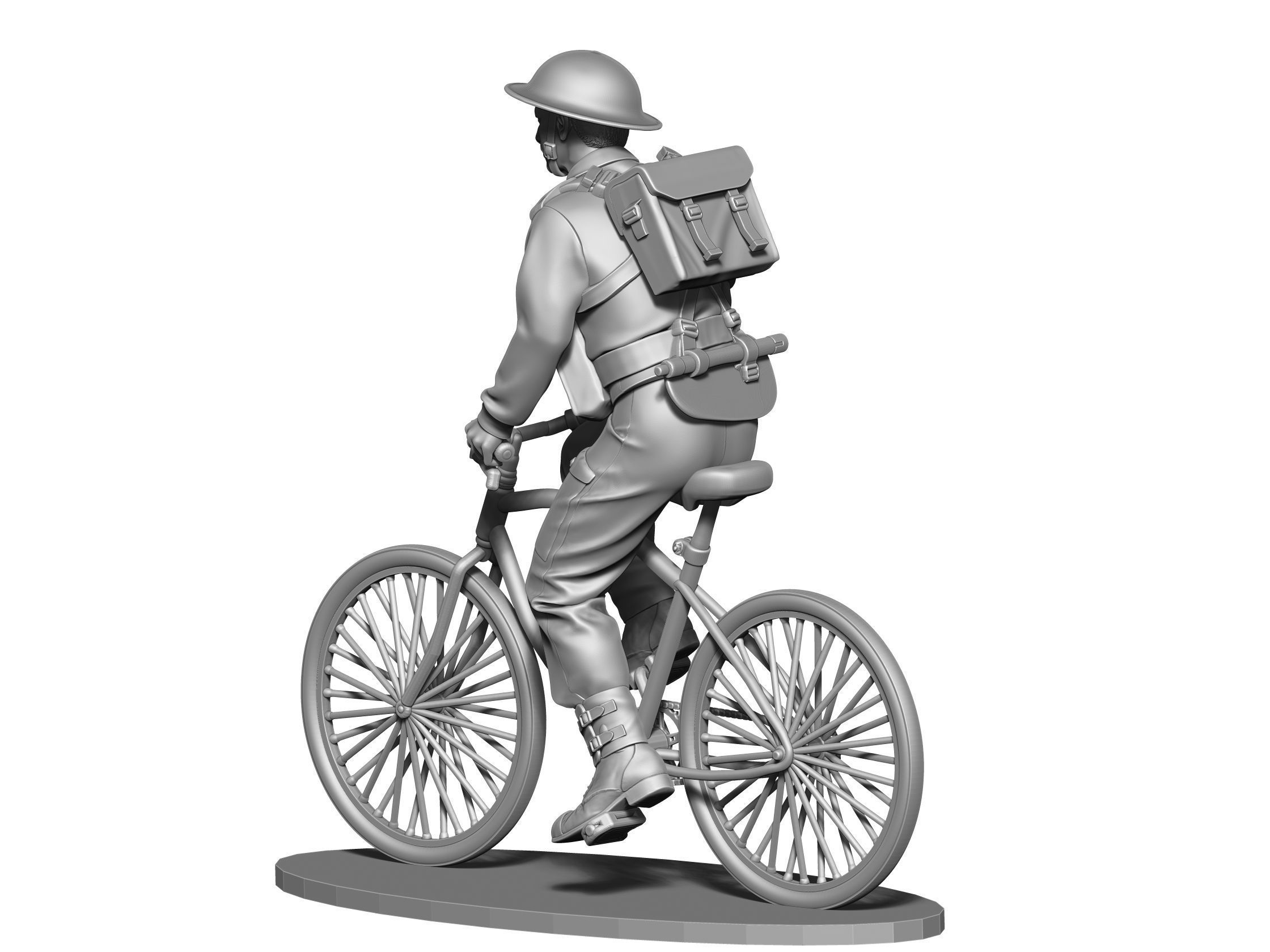 British soldier  ww2 with bicycle  3D print model_9