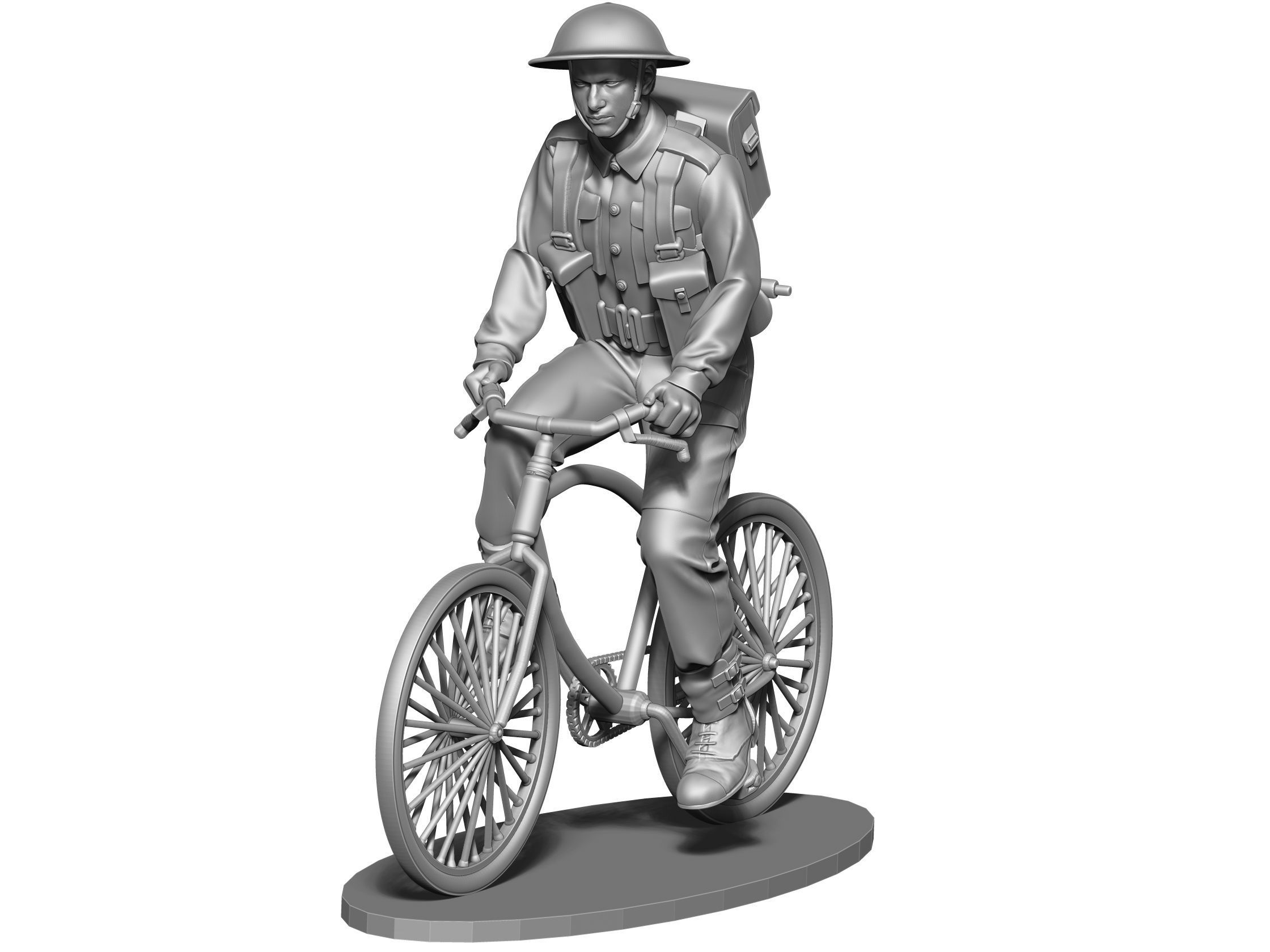 British soldier  ww2 with bicycle  3D print model_6