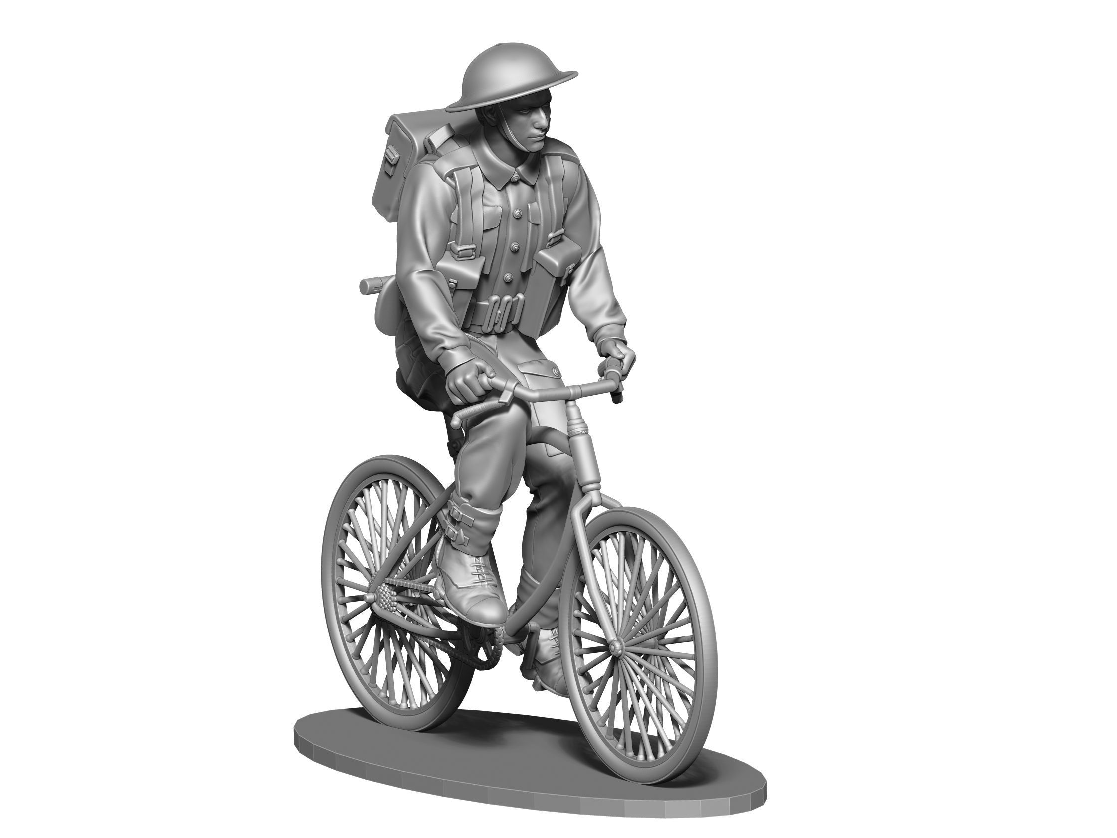 British soldier  ww2 with bicycle  3D print model_3