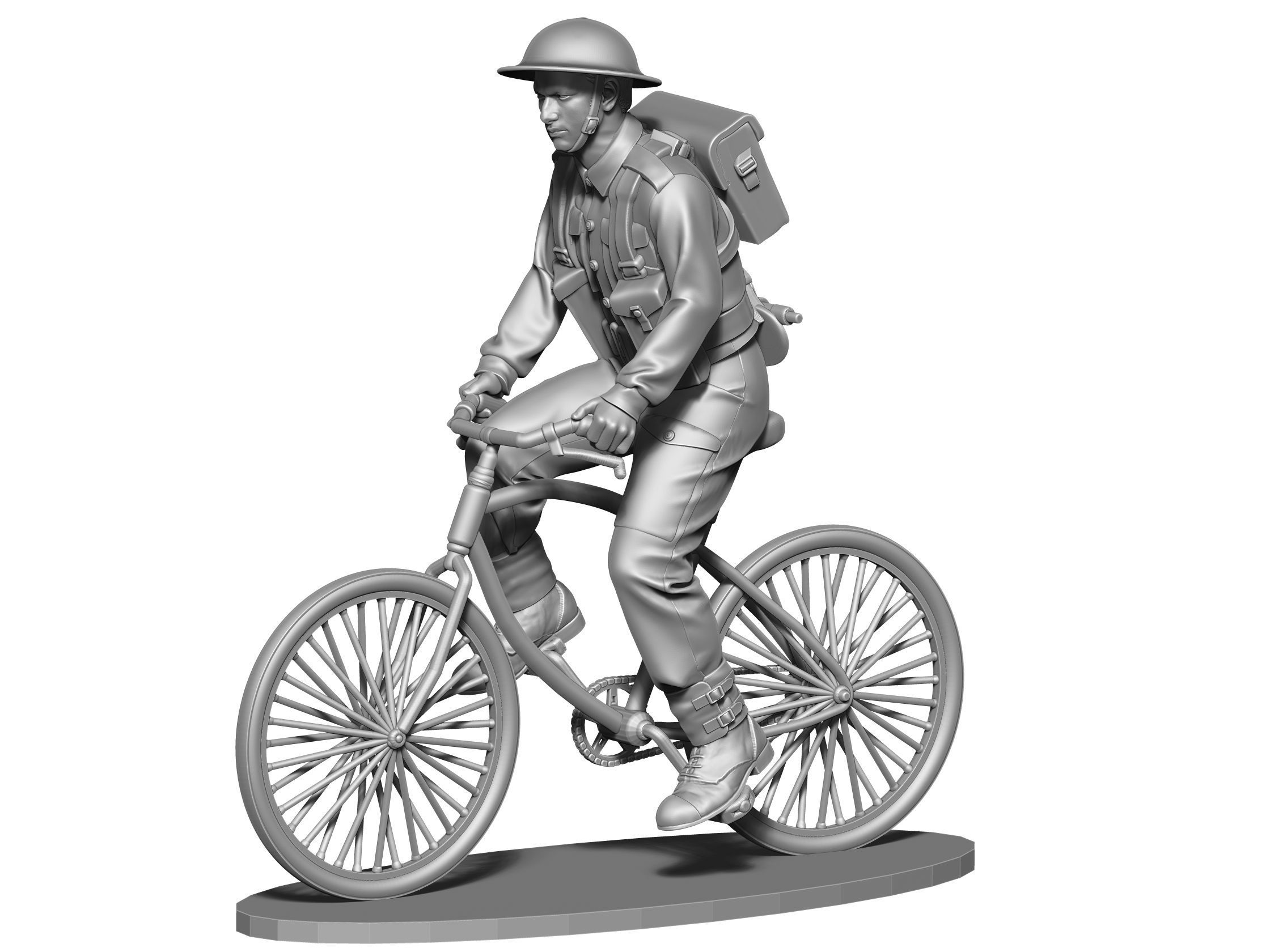 British soldier  ww2 with bicycle  3D print model_2