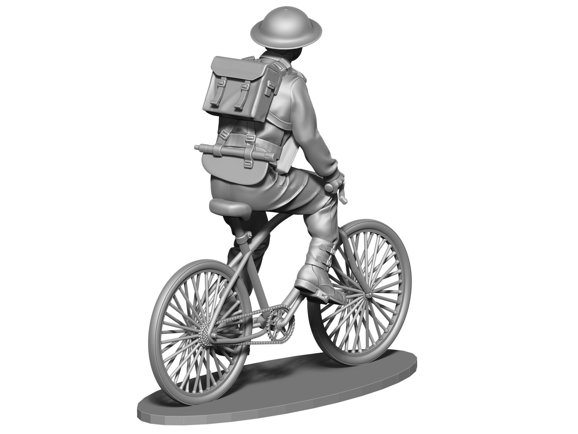 British soldier  ww2 with bicycle  3D print model_7