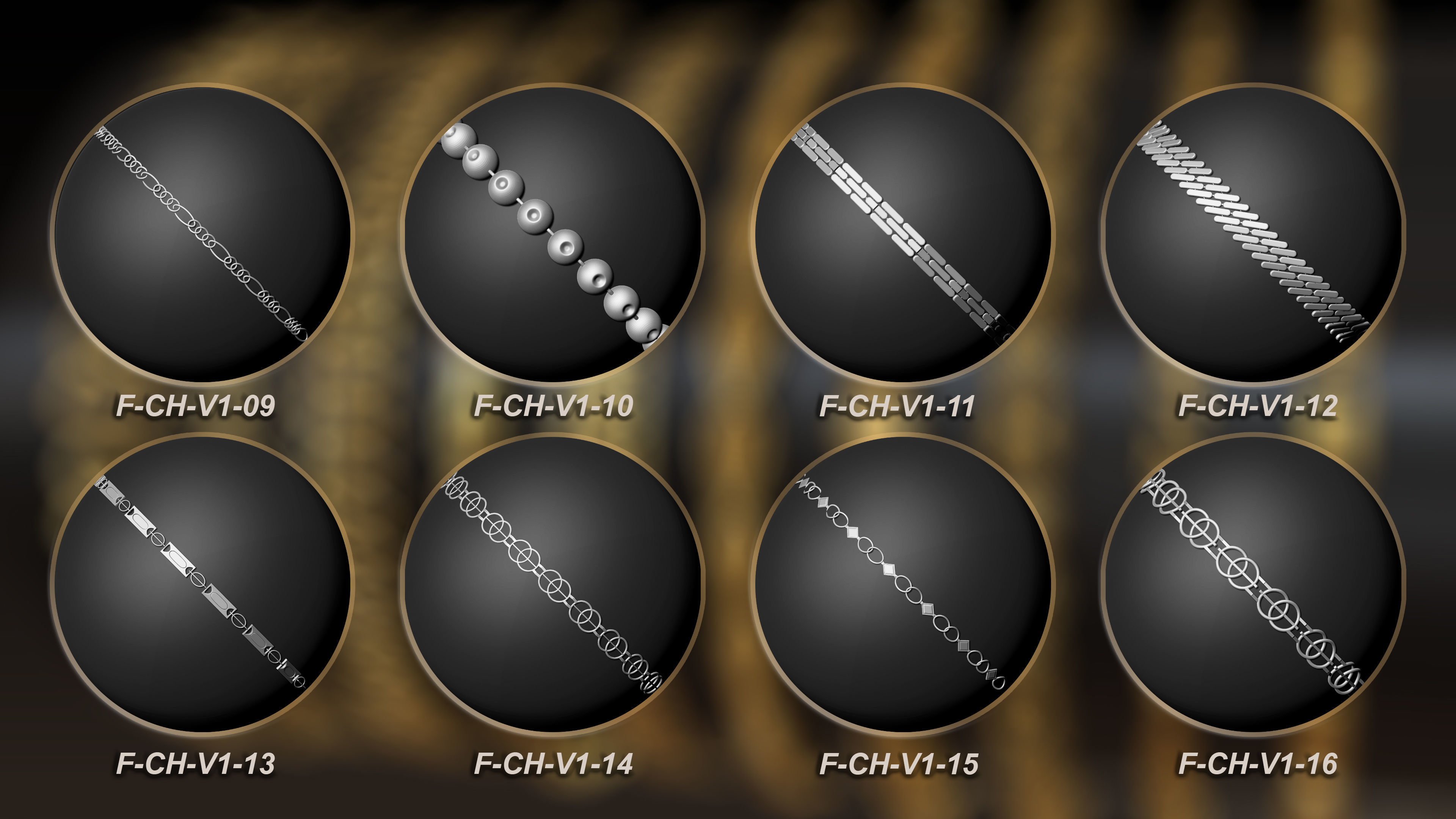 50 Chain 3D Model and Curve brush Vol 1 3D model_2