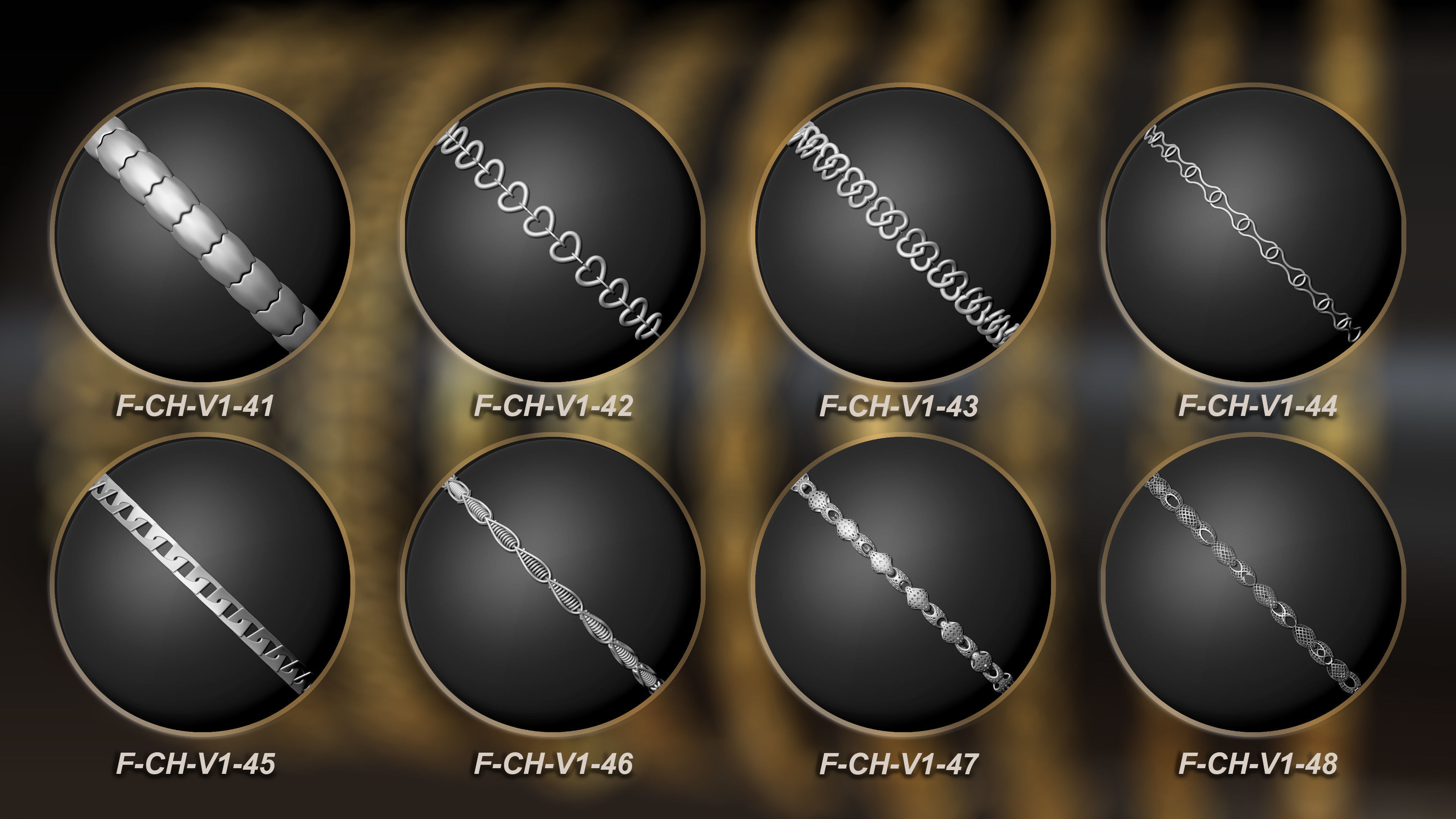 50 Chain 3D Model and Curve brush Vol 1 3D model_6