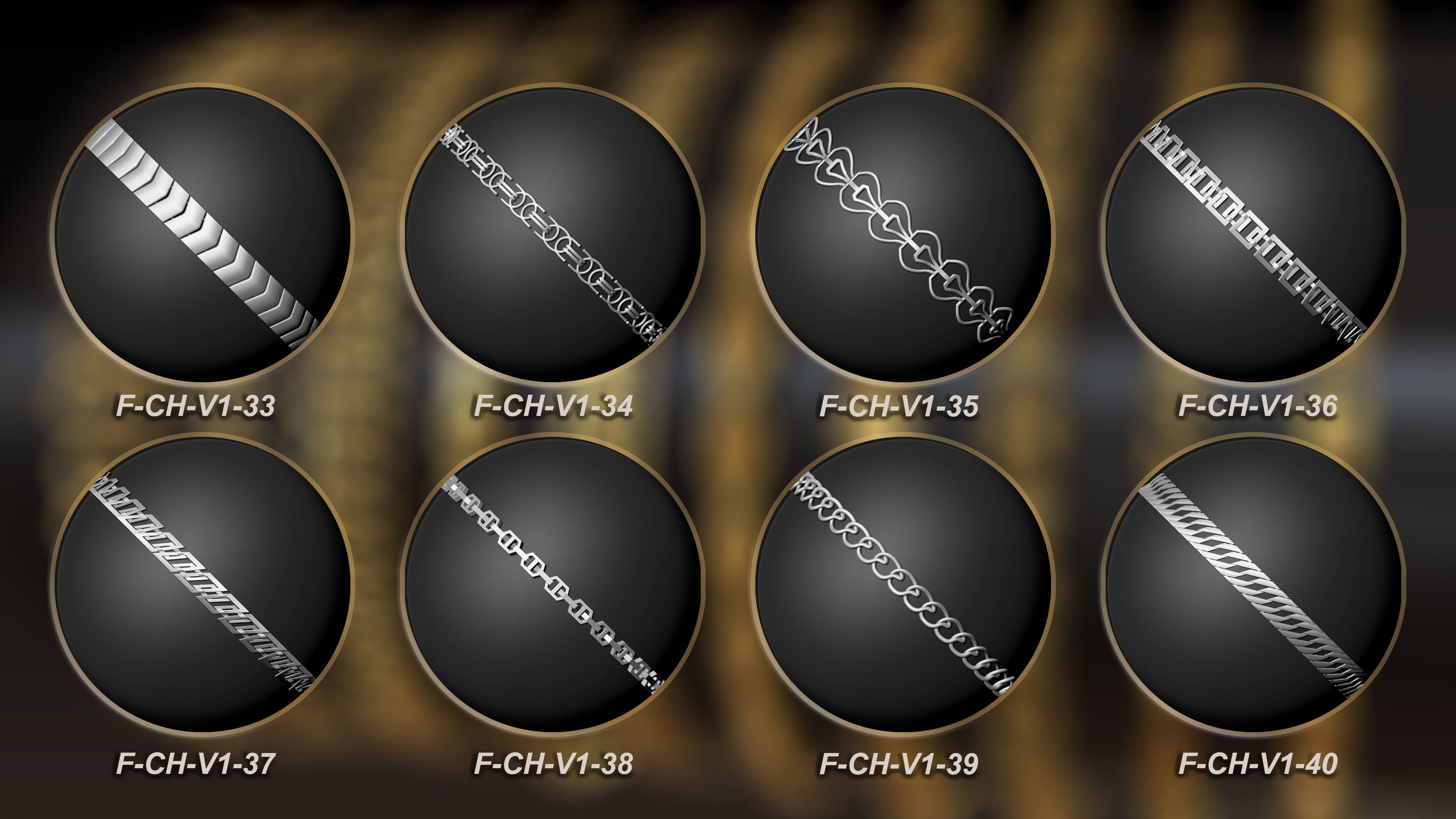 50 Chain 3D Model and Curve brush Vol 1 3D model_5