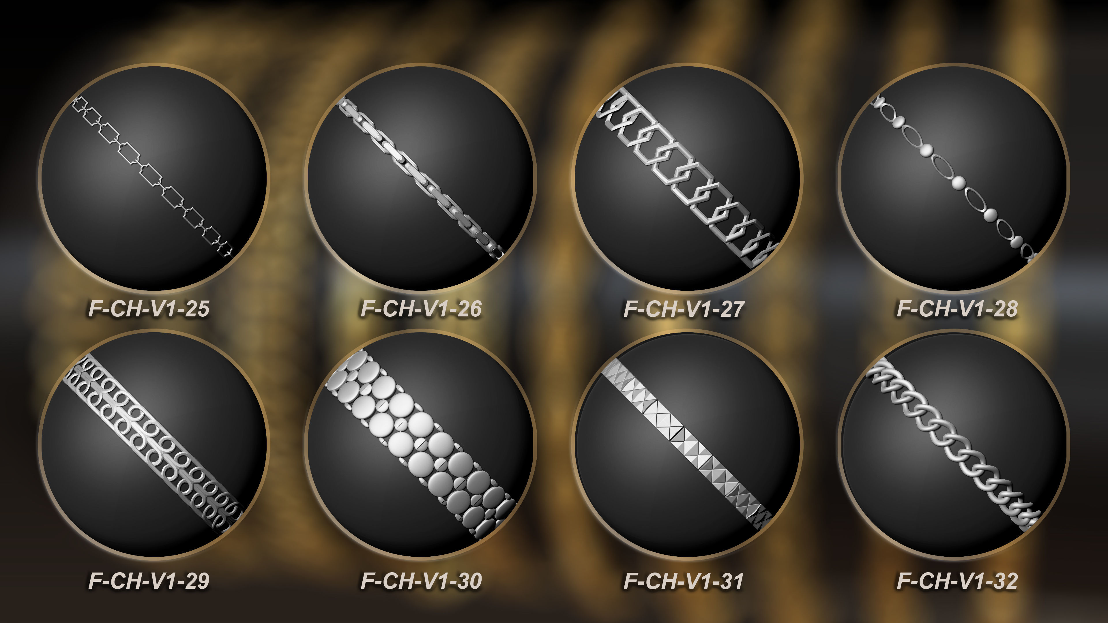 50 Chain 3D Model and Curve brush Vol 1 3D model_4