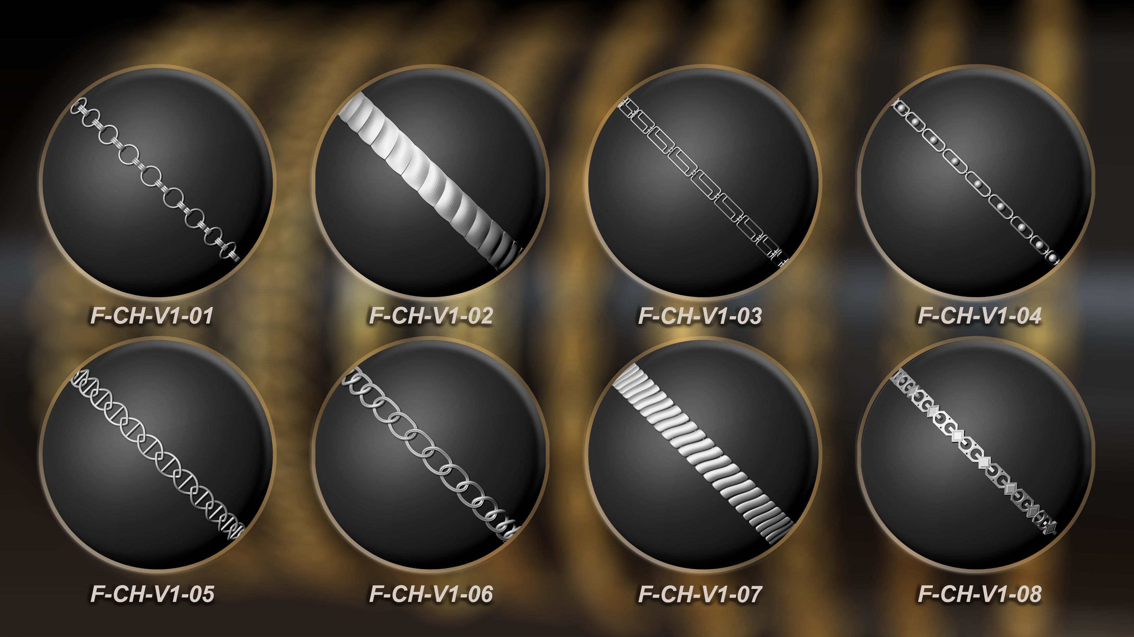 50 Chain 3D Model and Curve brush Vol 1 3D model_1