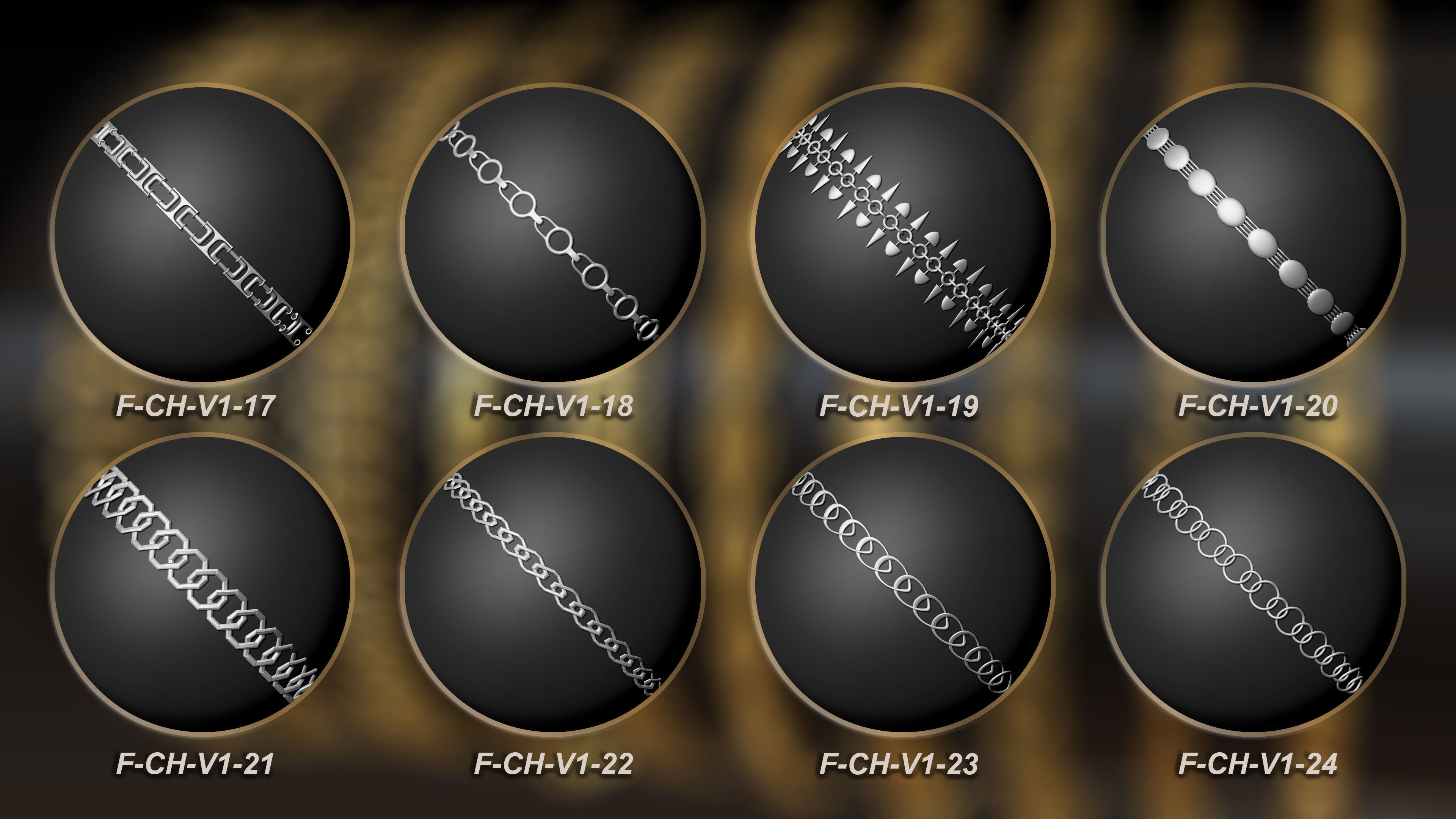 50 Chain 3D Model and Curve brush Vol 1 3D model_3