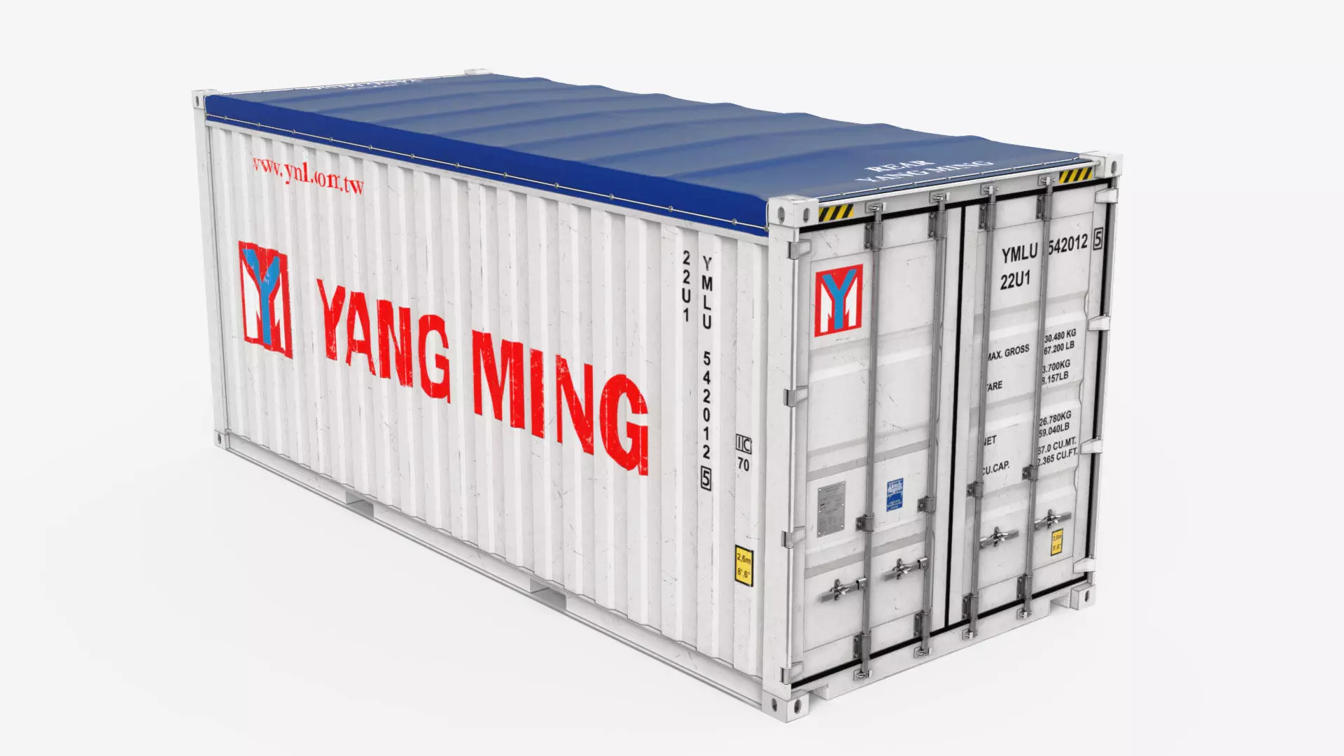 20ft Yang Ming Open Top shipping Container 3D model_0