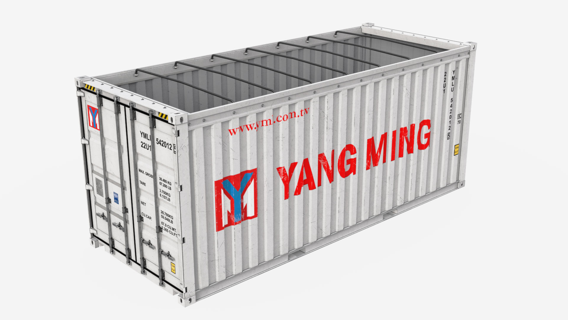 20ft Yang Ming Open Top shipping Container 3D model_11