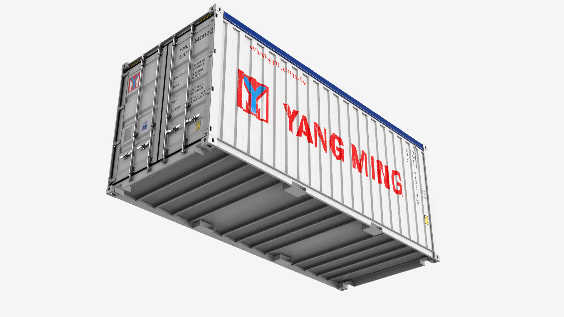 20ft Yang Ming Open Top shipping Container 3D model_7