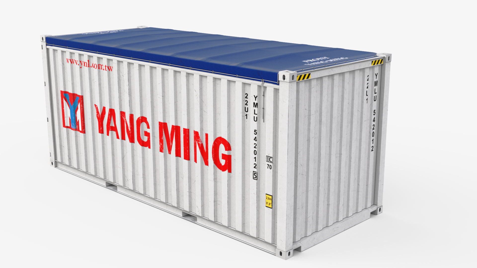 20ft Yang Ming Open Top shipping Container 3D model_5