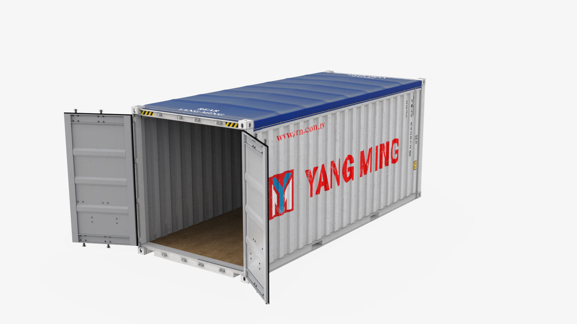 20ft Yang Ming Open Top shipping Container 3D model_9