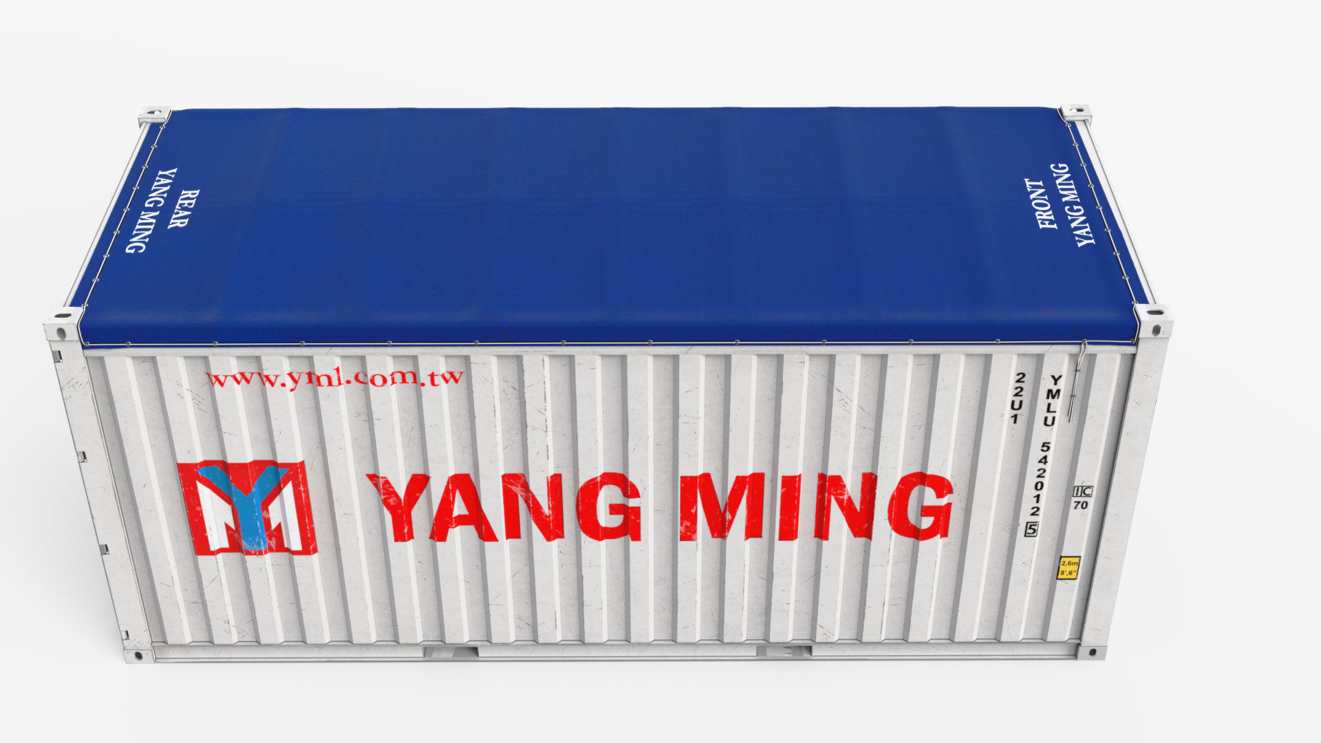 20ft Yang Ming Open Top shipping Container 3D model_4