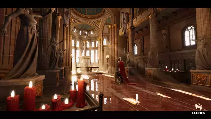 King Arthur Castle Interior Environment Low-poly 3D model