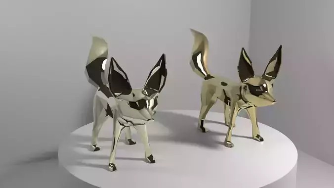 Fennec fox low poly Low-poly 3D model