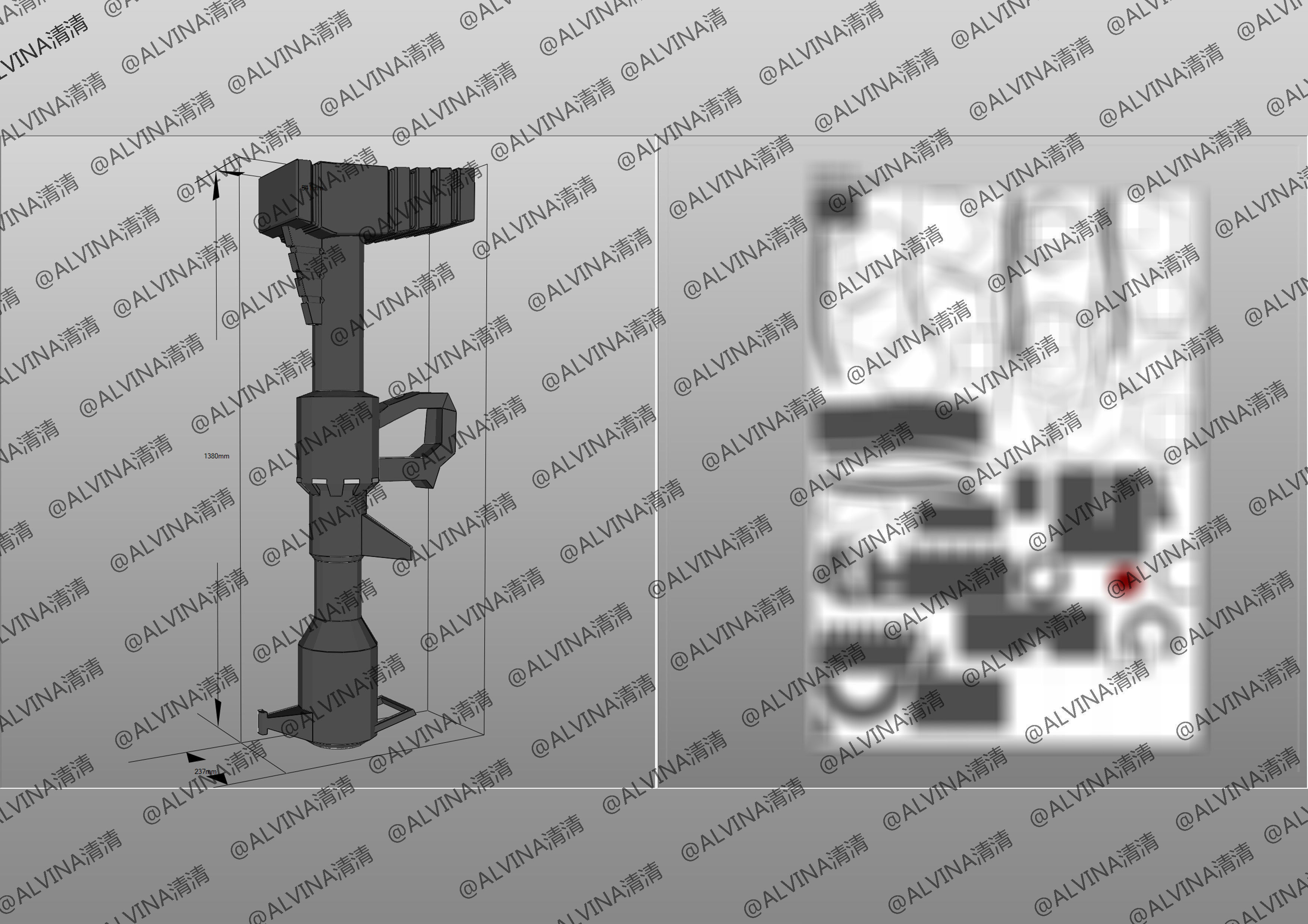 Gundam Dom Armor - DIY Cosplay Pepakura Foam Template Low-poly 3D model_38