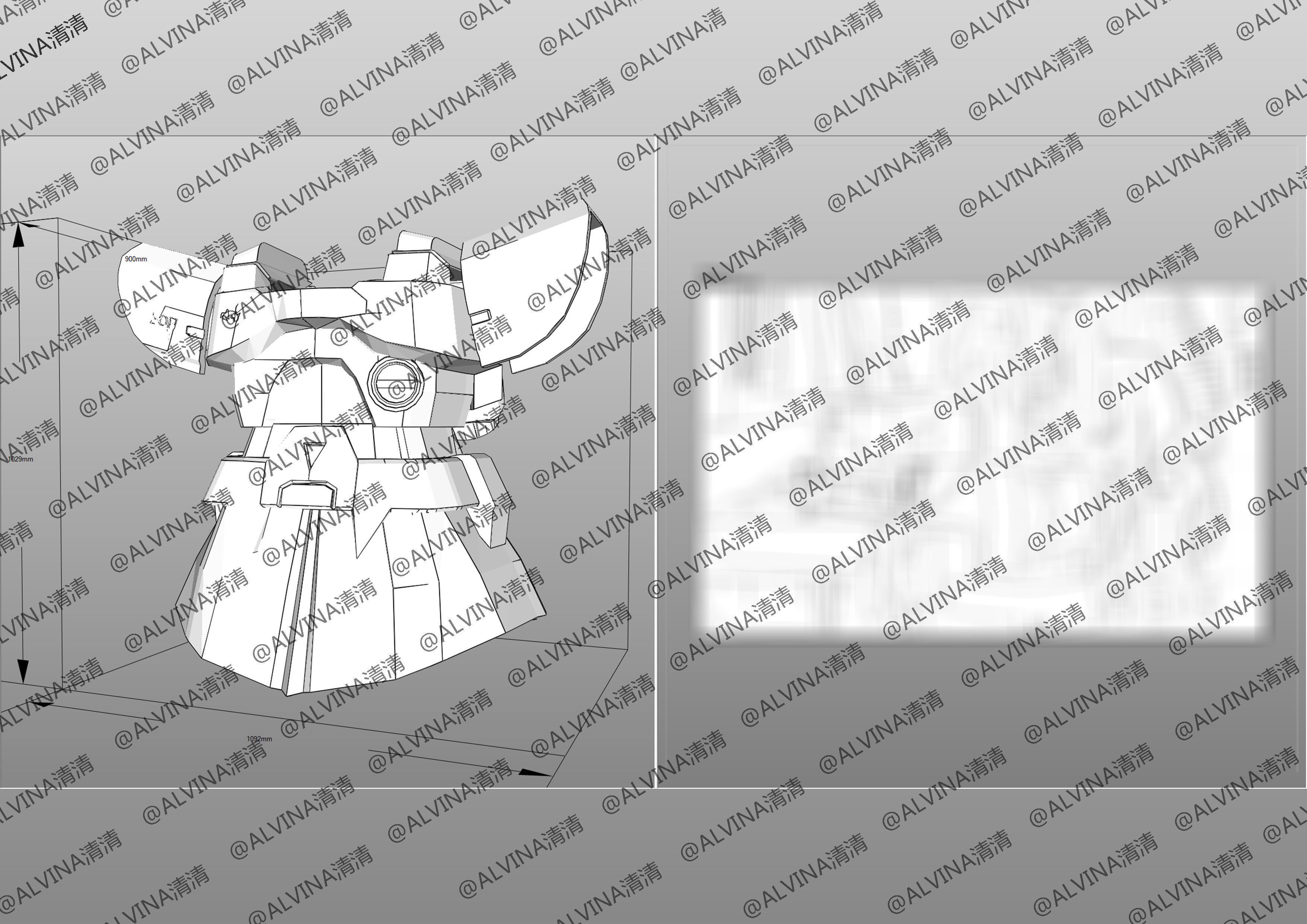 Gundam Dom Armor - DIY Cosplay Pepakura Foam Template Low-poly 3D model_21