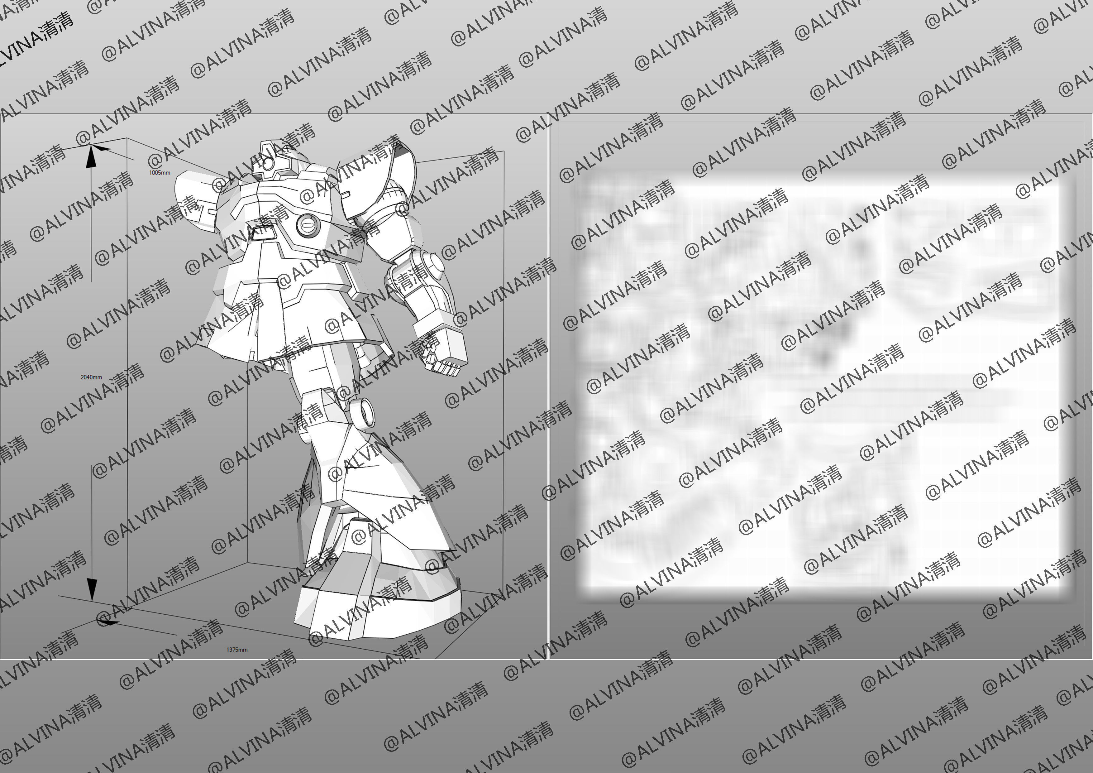 Gundam Dom Armor - DIY Cosplay Pepakura Foam Template Low-poly 3D model_10