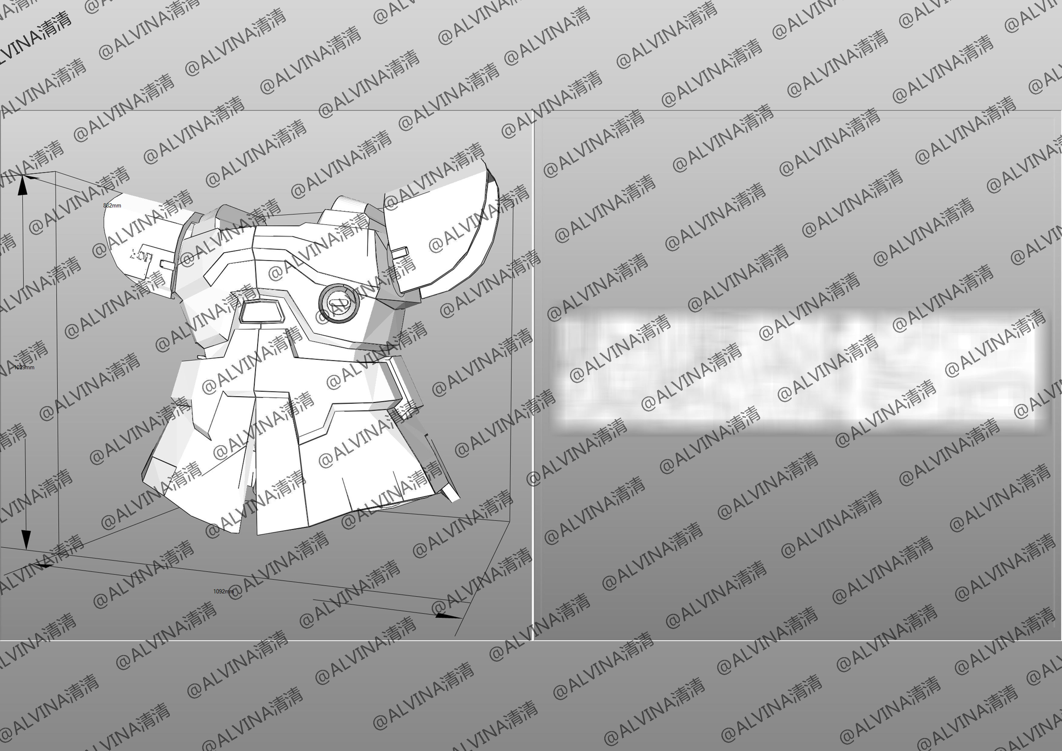 Gundam Dom Armor - DIY Cosplay Pepakura Foam Template Low-poly 3D model_23