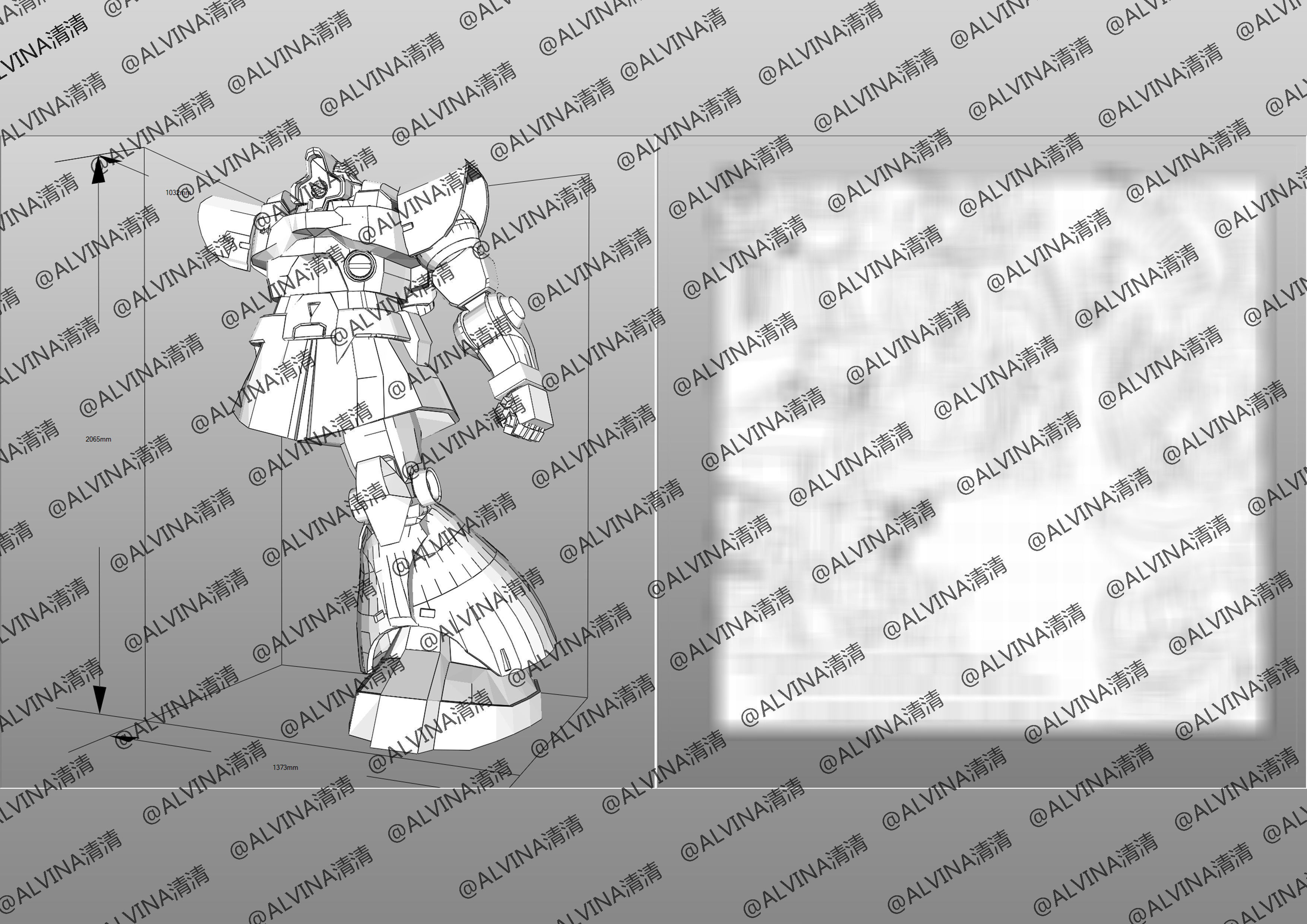 Gundam Dom Armor - DIY Cosplay Pepakura Foam Template Low-poly 3D model_8