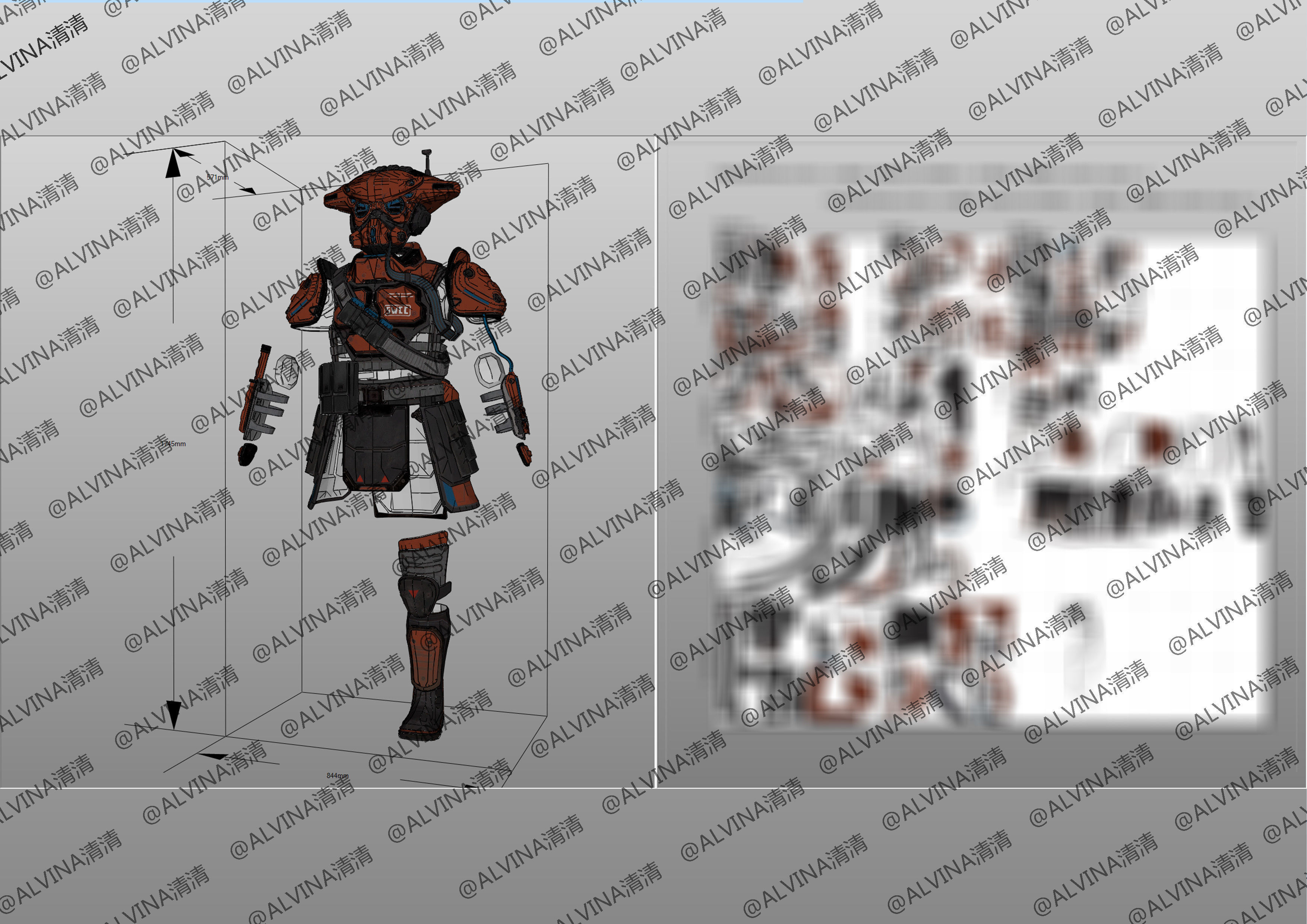 APEX Bloodhound level3proxytest Armor - DIY Cosplay Pepakura Low-poly 3D model_8