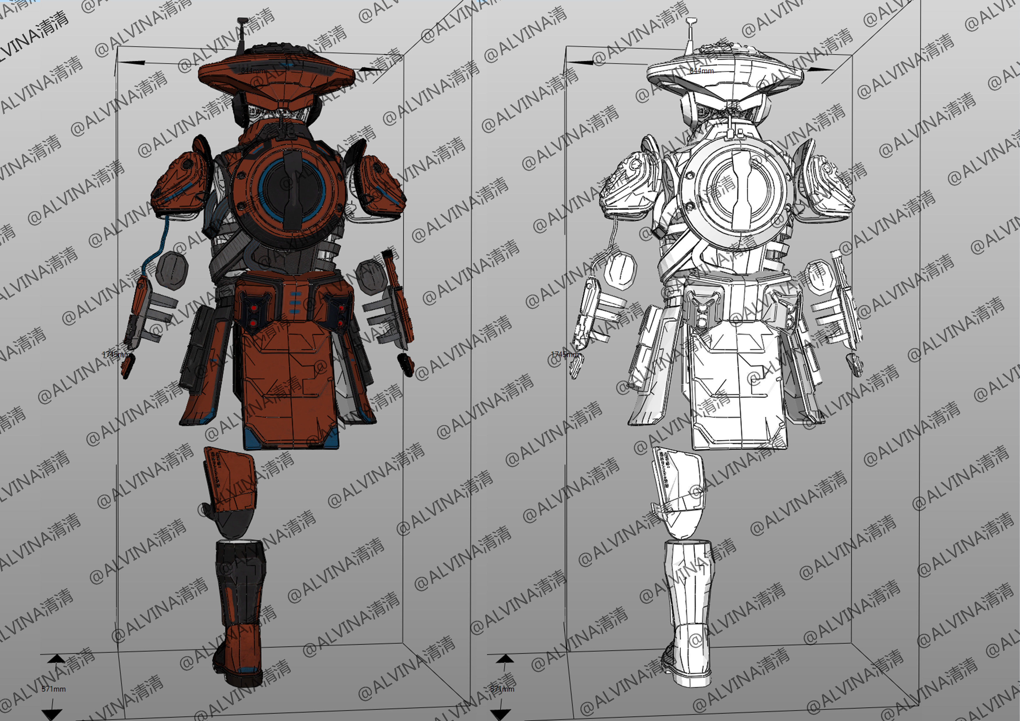 APEX Bloodhound level3proxytest Armor - DIY Cosplay Pepakura Low-poly 3D model_3