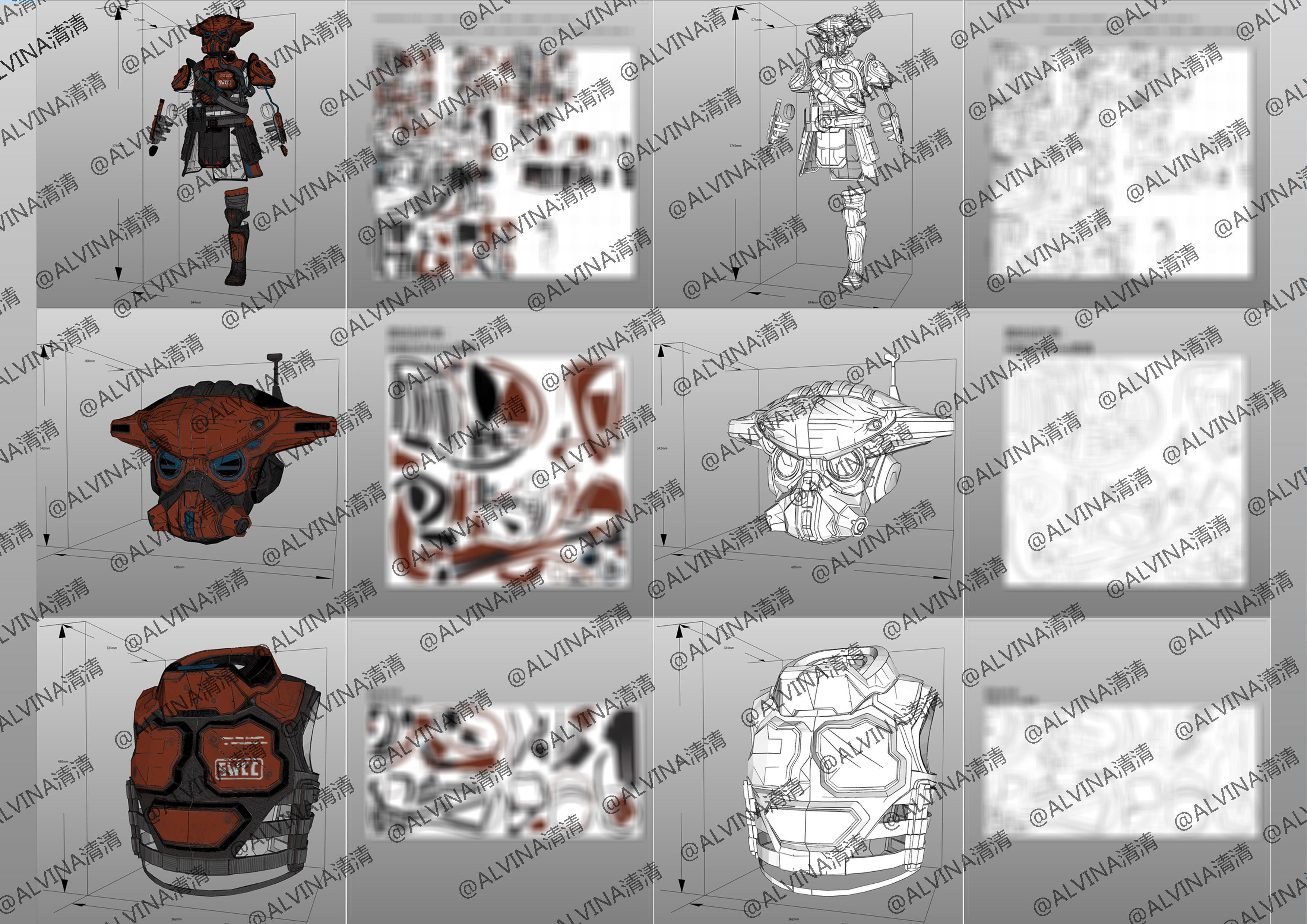 APEX Bloodhound level3proxytest Armor - DIY Cosplay Pepakura Low-poly 3D model_4