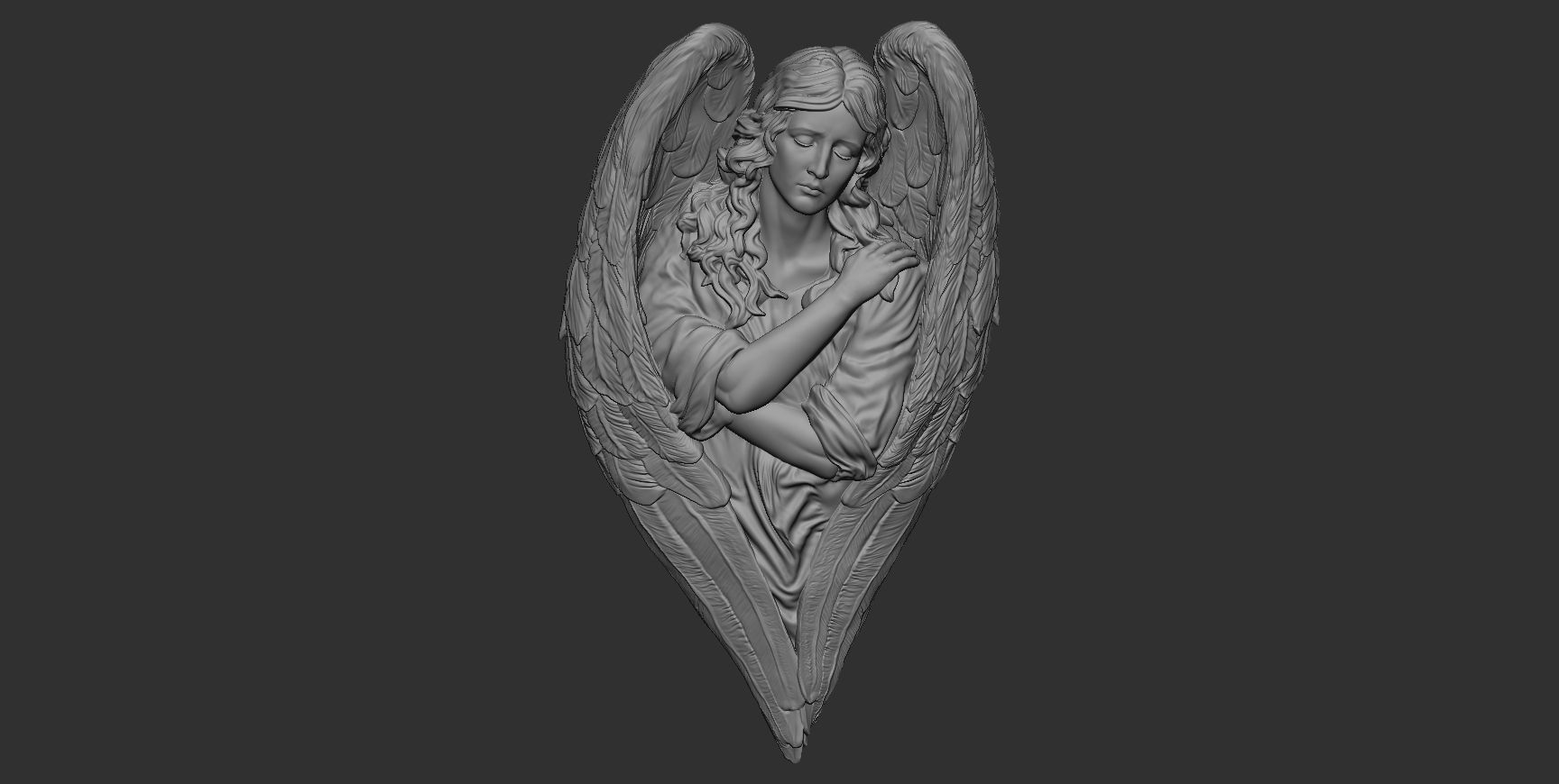 Angel relief 06 3D print model_3