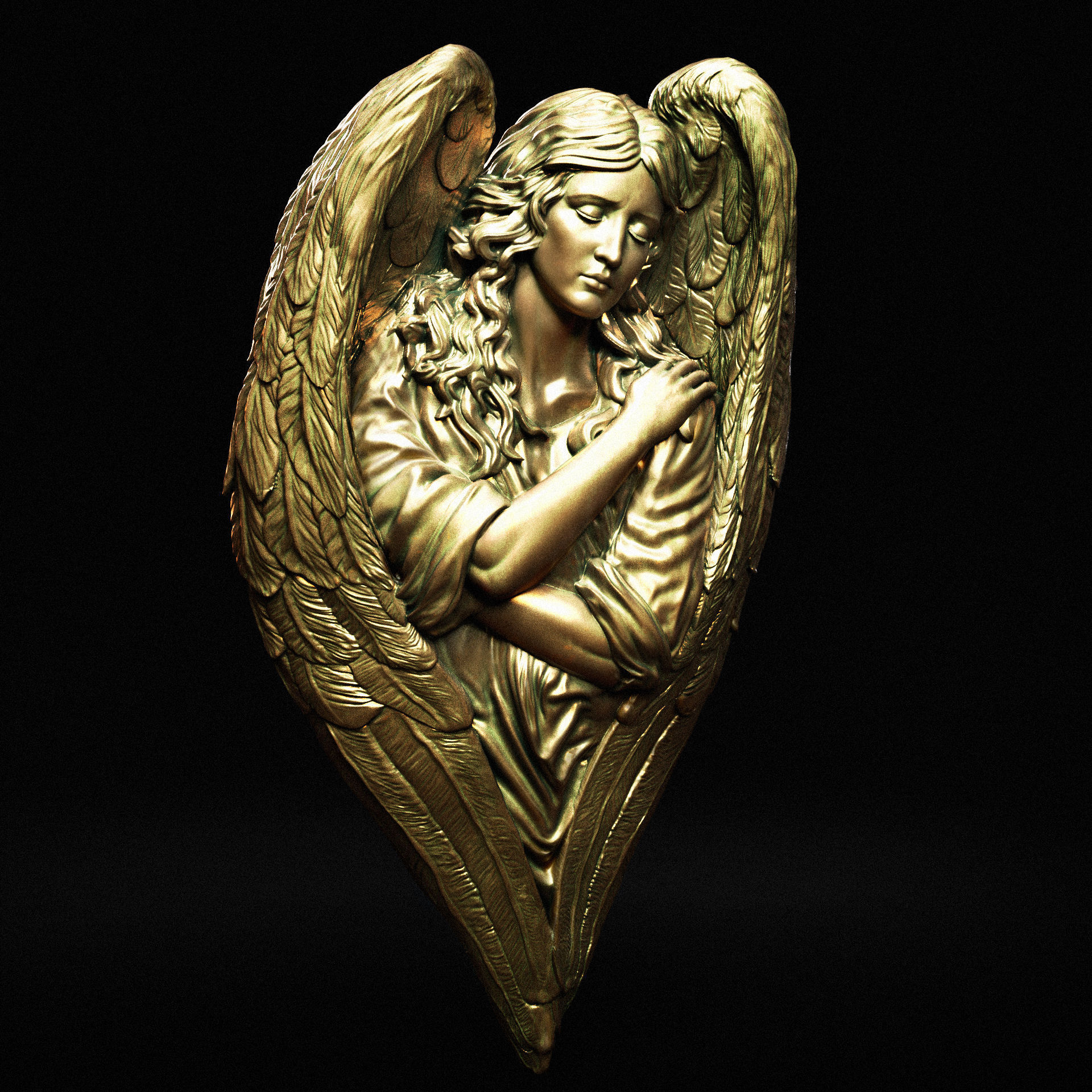 Angel relief 06 3D print model_2