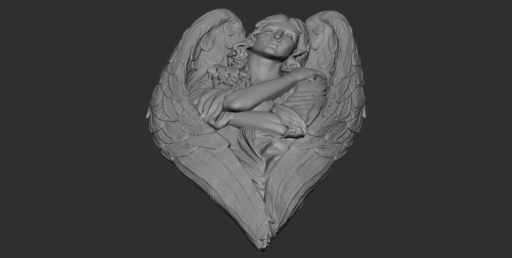 Angel relief 06 3D print model_20