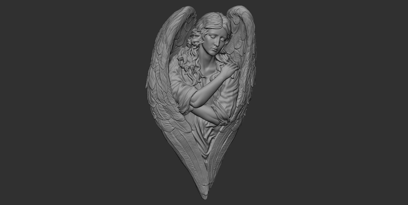 Angel relief 06 3D print model_4