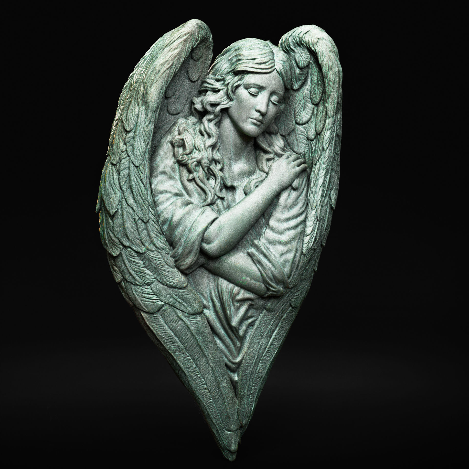 Angel relief 06 3D print model_1