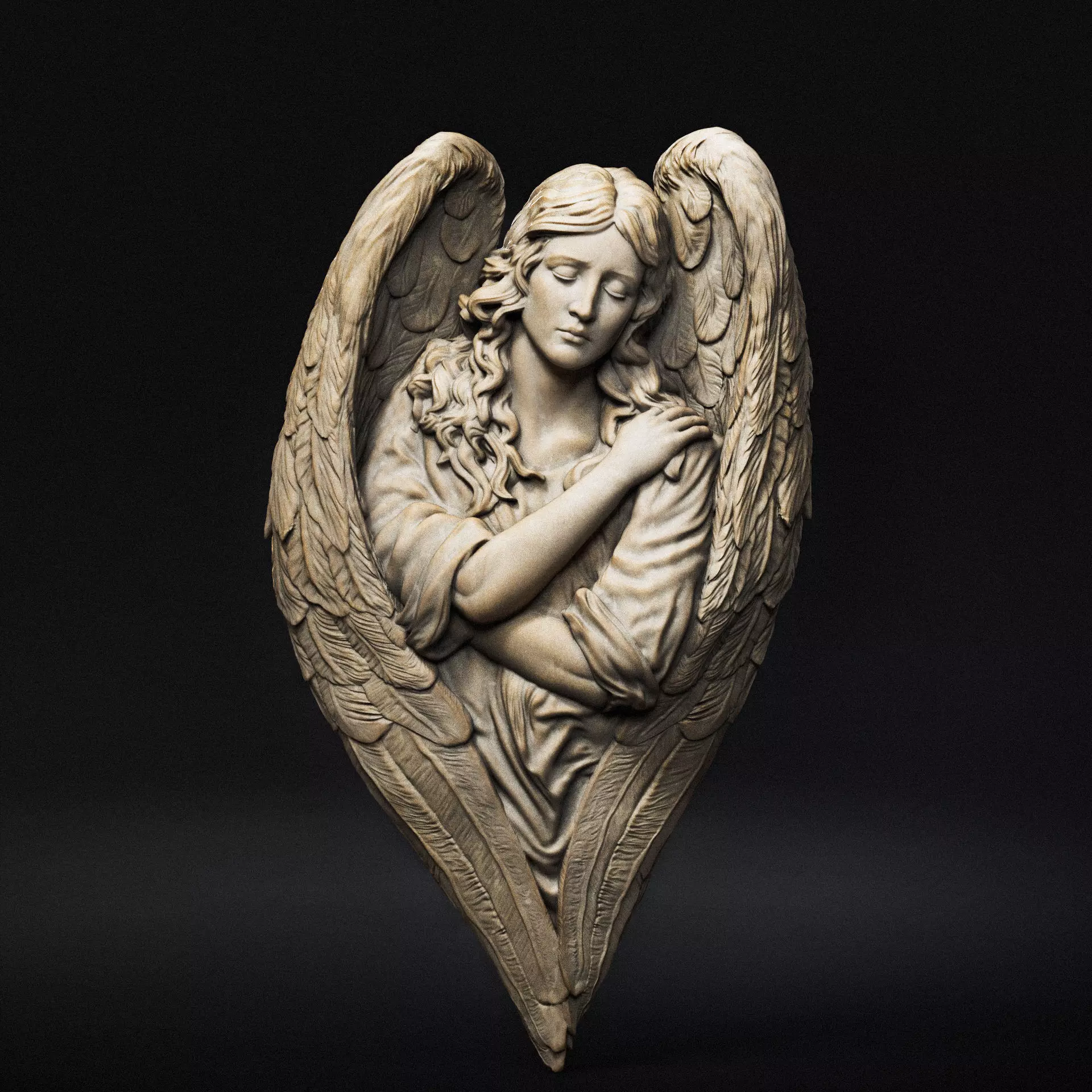 Angel relief 06 3D print model_0