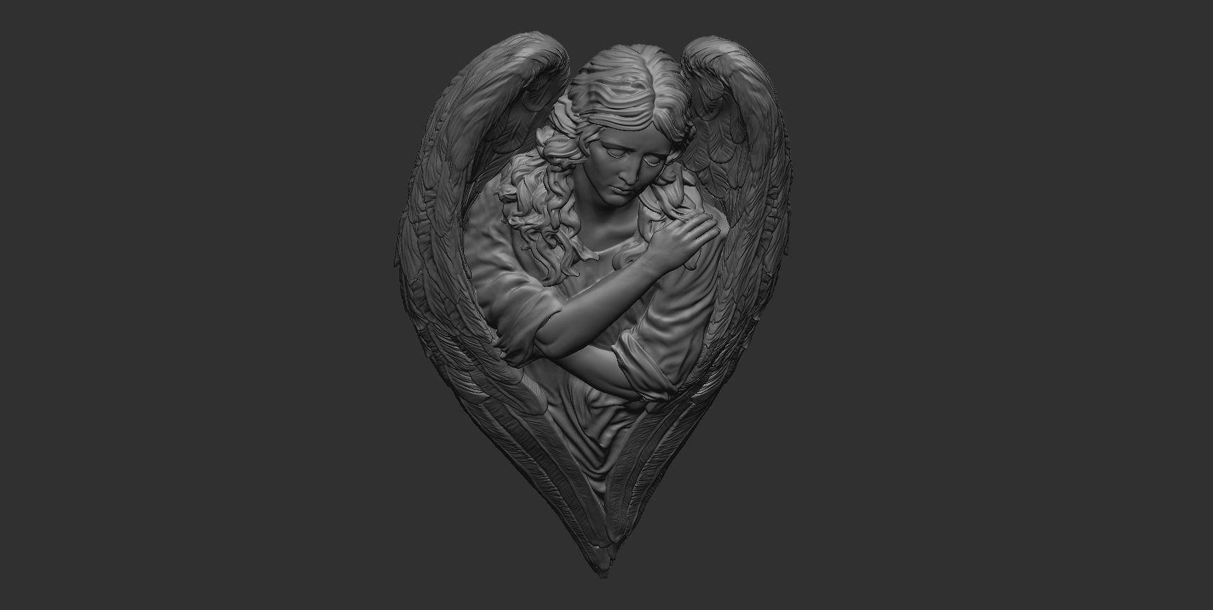 Angel relief 06 3D print model_19