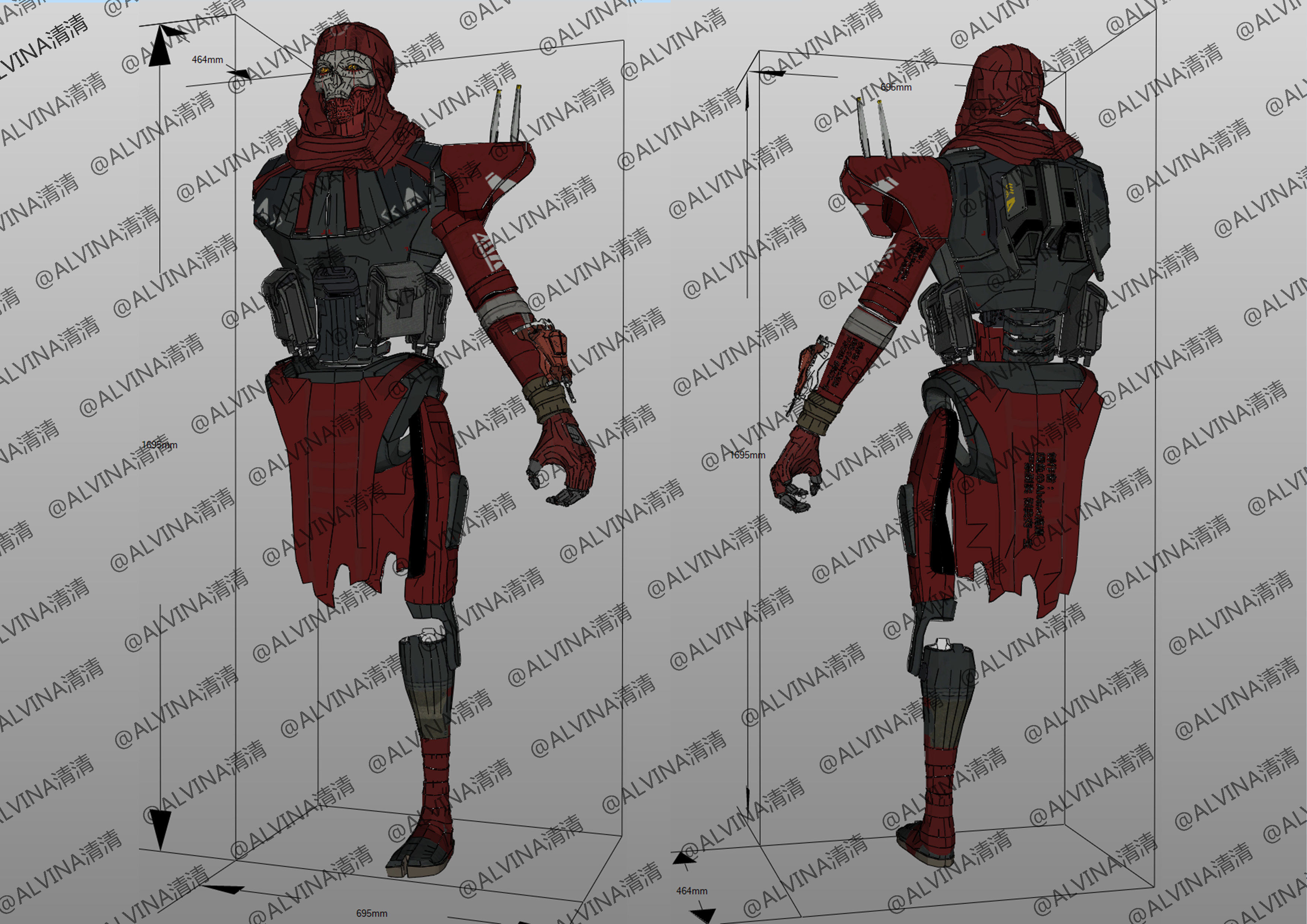 APEX Legends Revenant Primary Armor - DIY Cosplay Pepakura Foam Low-poly 3D model_1