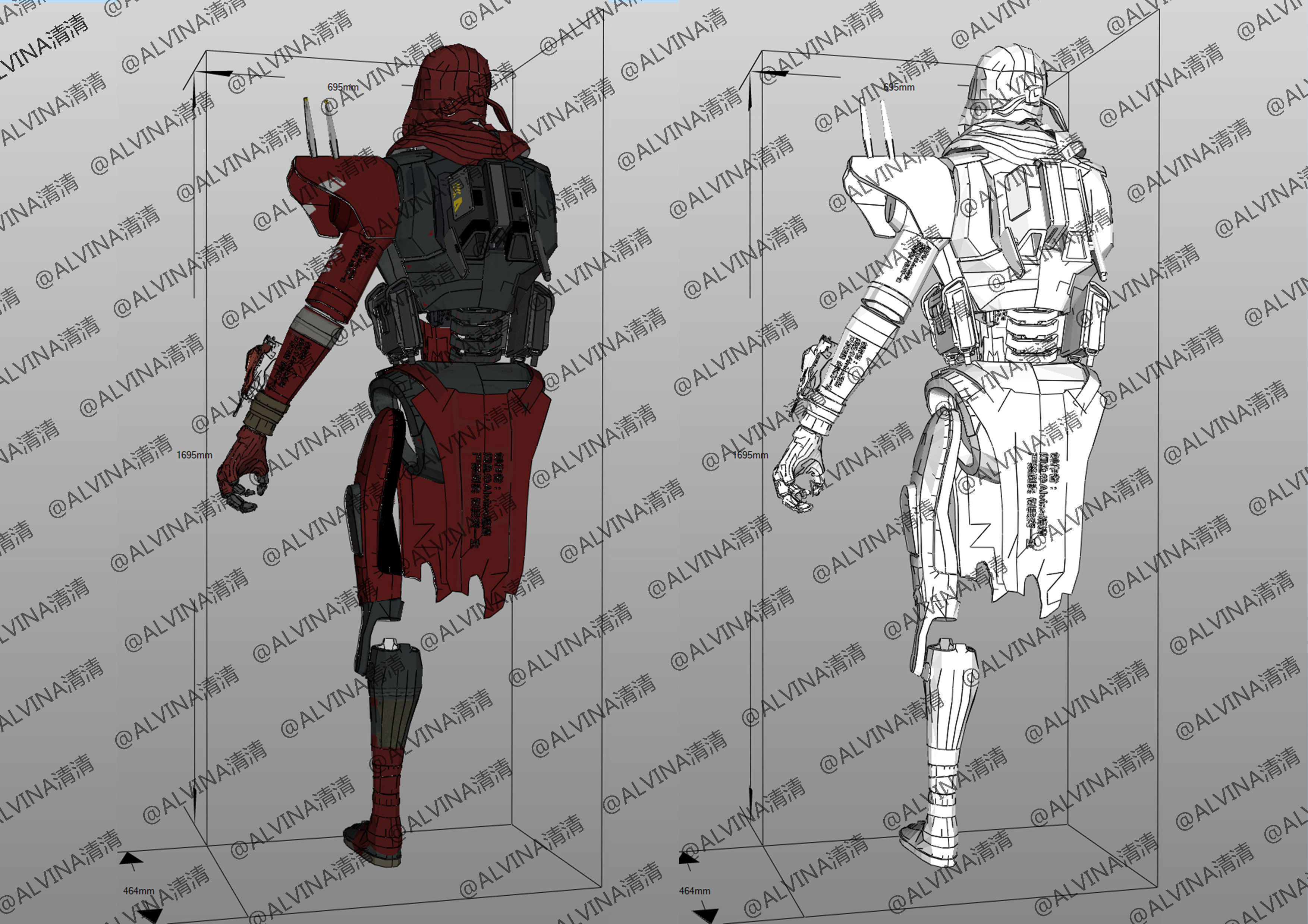 APEX Legends Revenant Primary Armor - DIY Cosplay Pepakura Foam Low-poly 3D model_3