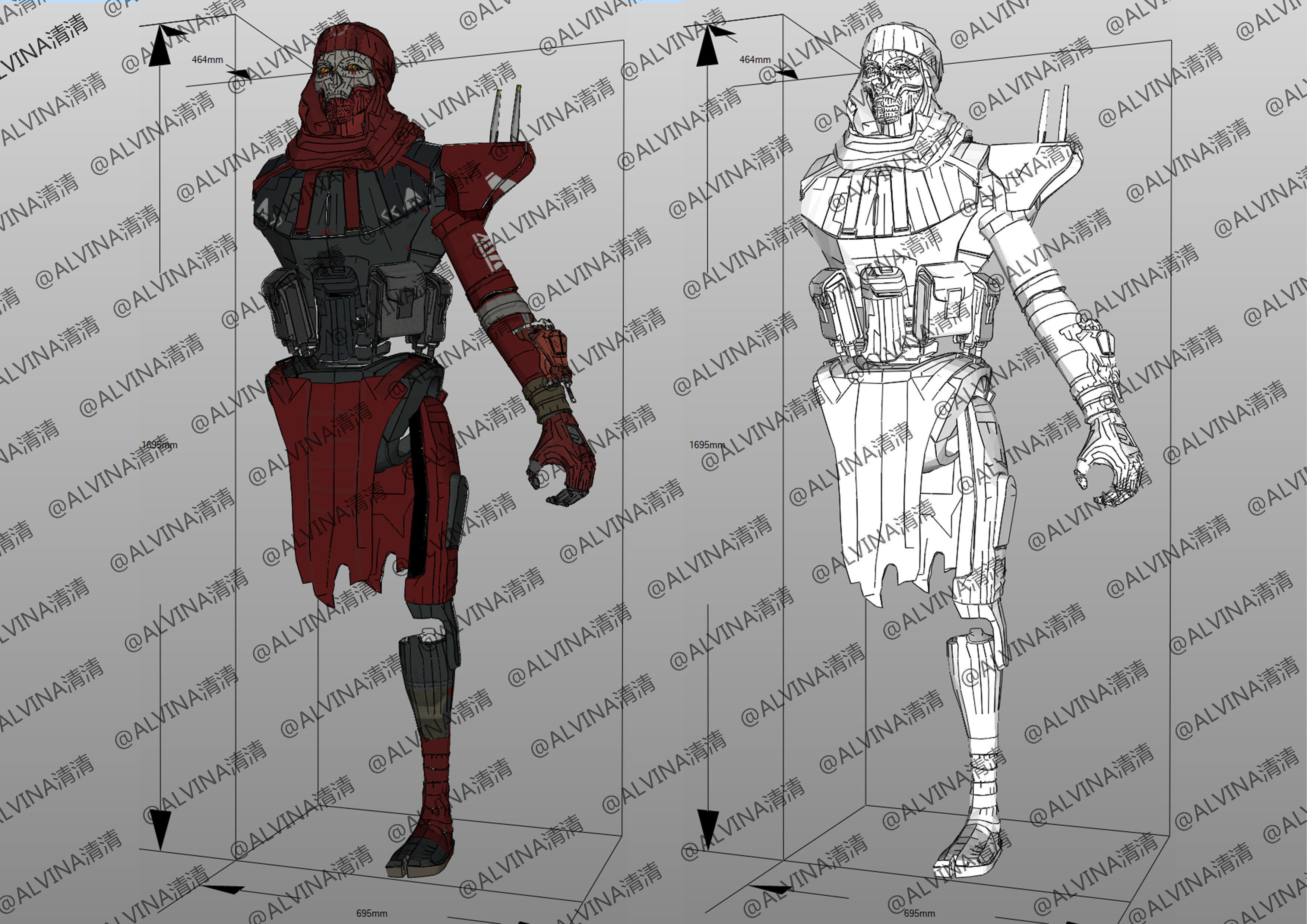 APEX Legends Revenant Primary Armor - DIY Cosplay Pepakura Foam Low-poly 3D model_2