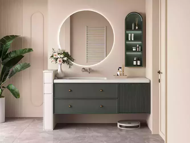 Bathroom modern with cabinets and marble counter tops 001 Free 3D model