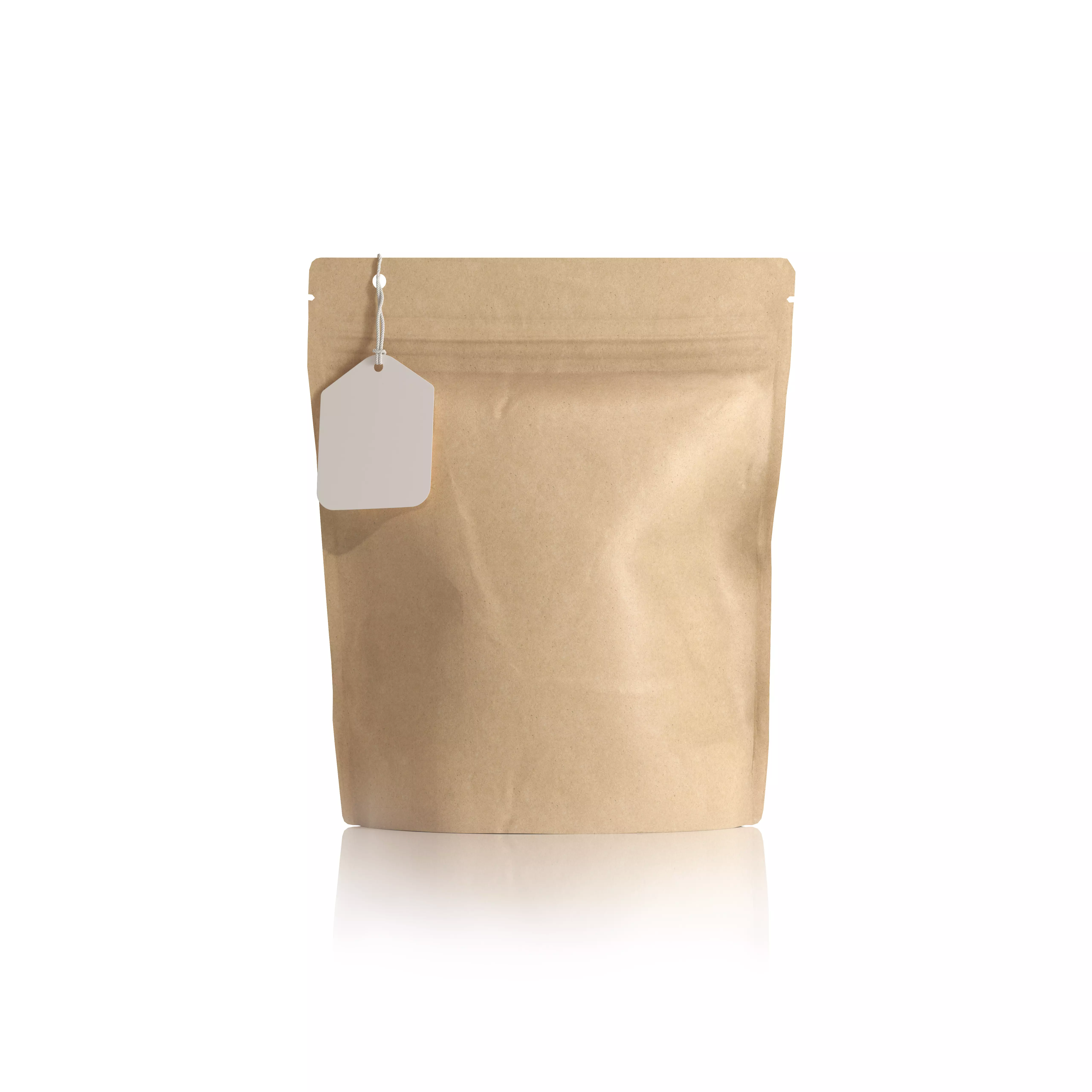 Realistic Kraft Paper Doypack with Label Mockup Low-poly 3D model_0