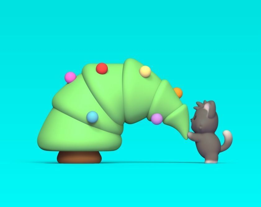 Cat and Tree 3D print model_1