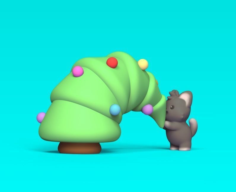 Cat and Tree 3D print model_2