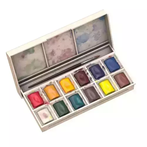 Watercolor Set  Low-poly 3D model