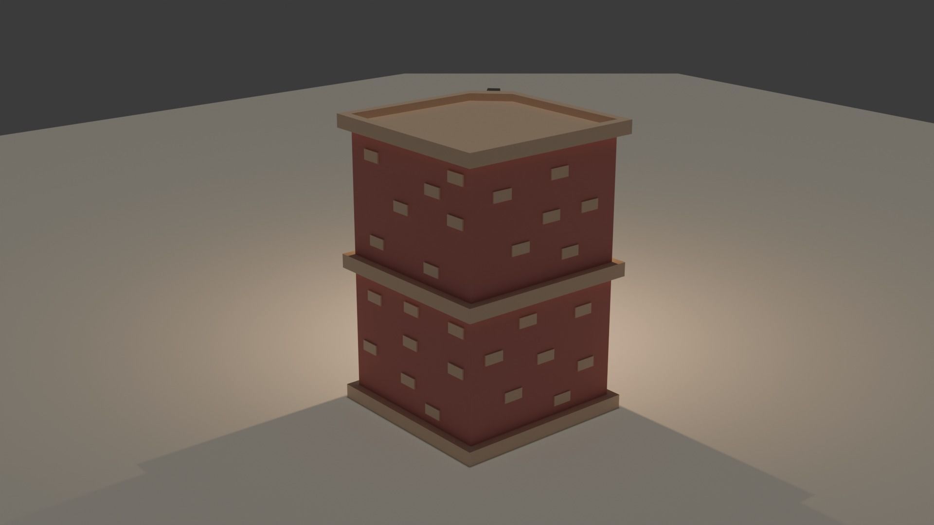 Brick low-poly building Low-poly 3D model_3
