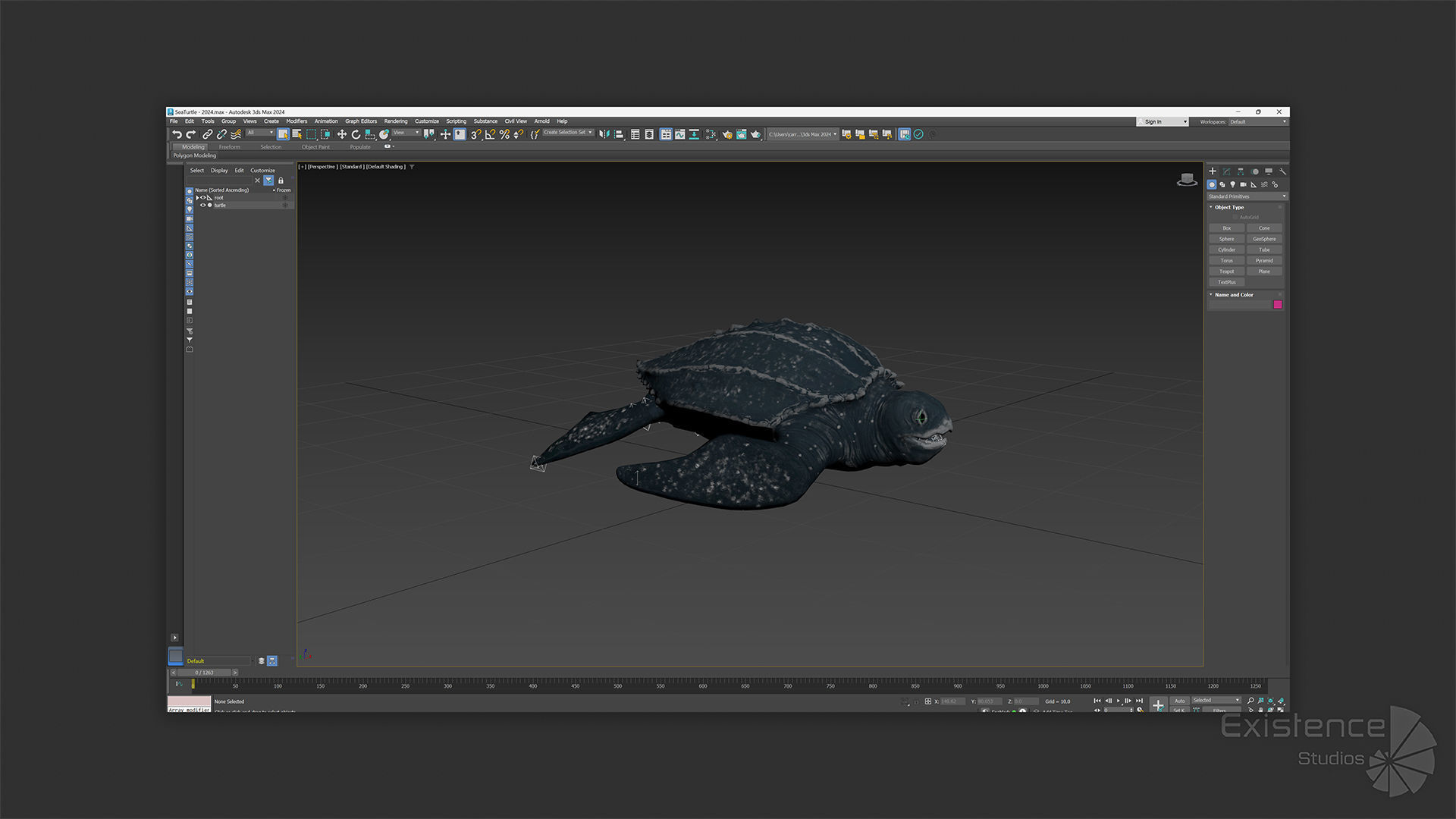 Sea Turtle - Lassie Reptile - Underwater Monster Creature - 36 Low-poly 3D model_15
