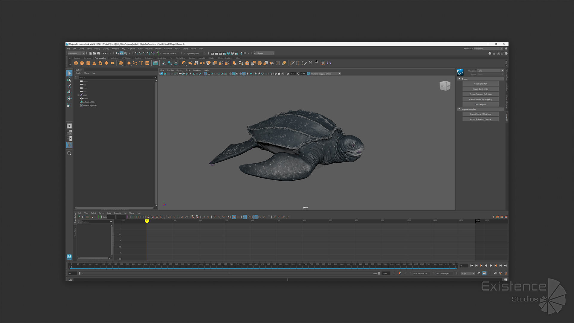 Sea Turtle - Lassie Reptile - Underwater Monster Creature - 36 Low-poly 3D model_16