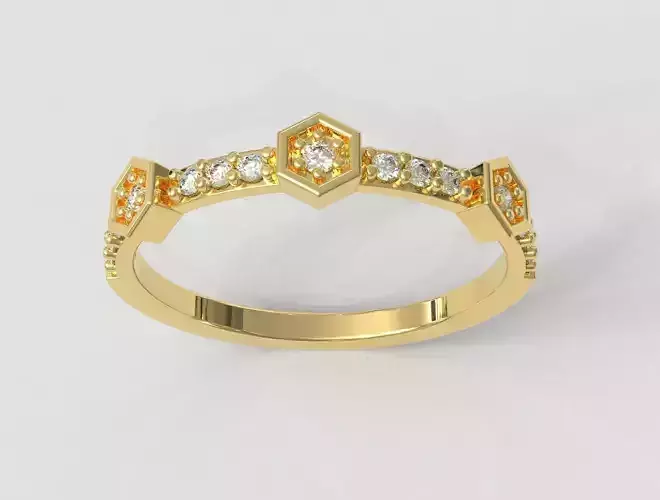 Hexagon Diamond Ring 3D print model
