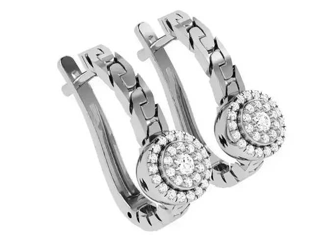 Round Halo Chain Earring 4601