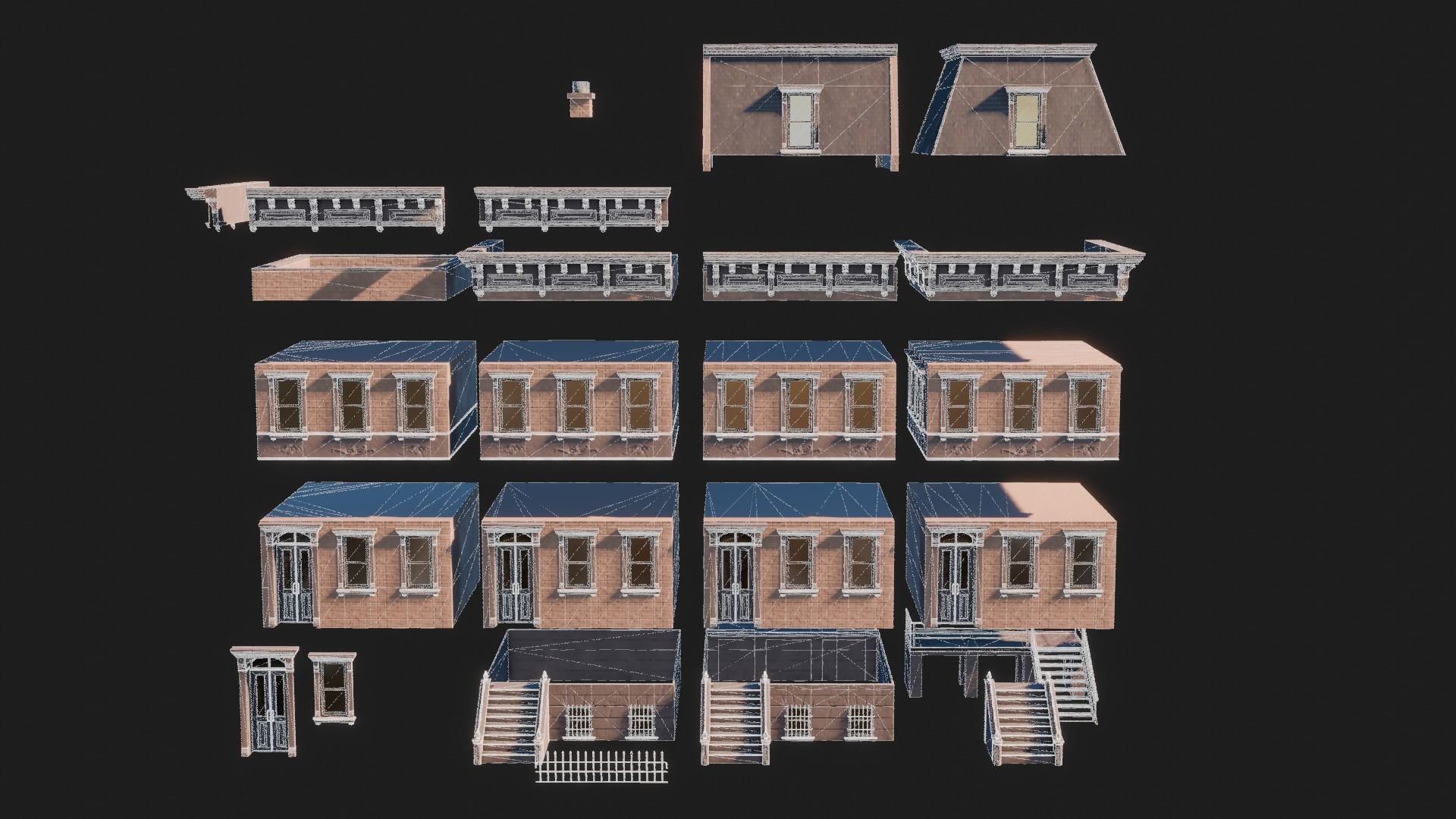 BrownStone Modular Building - Asset Low-poly 3D model_3