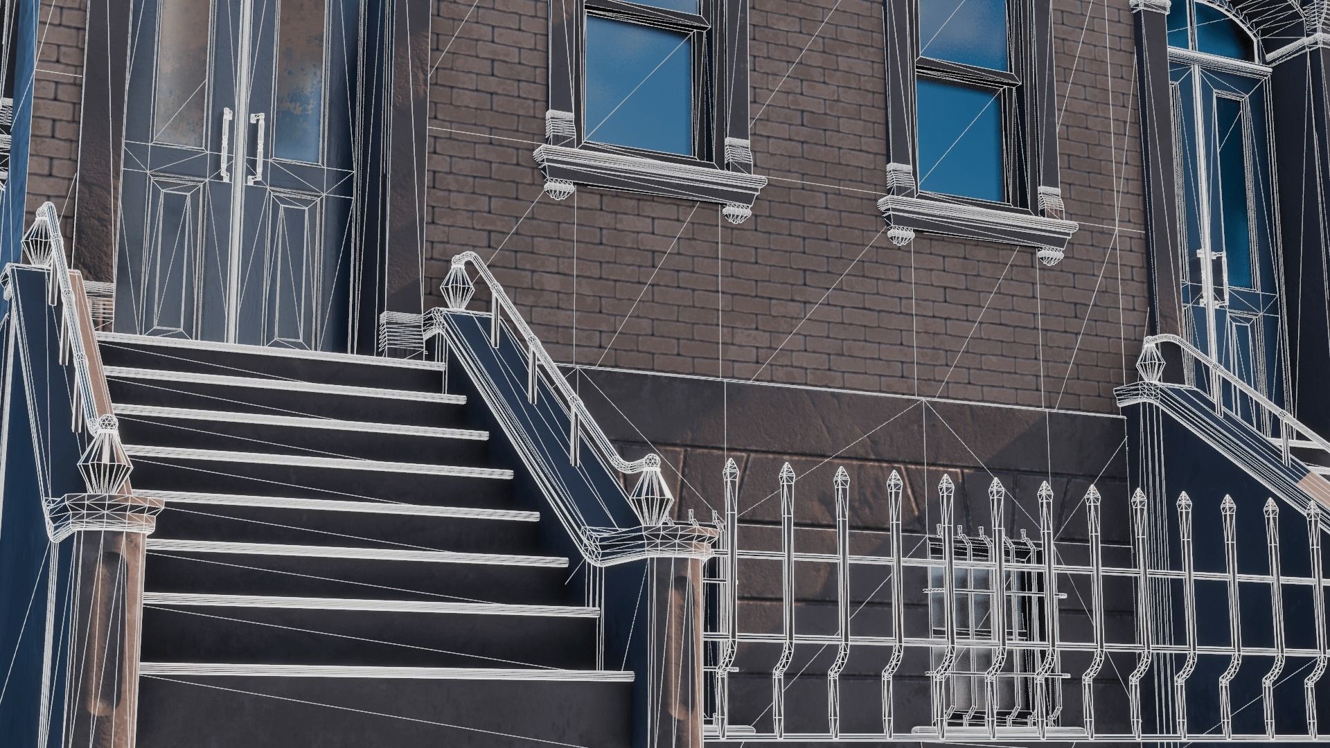 BrownStone Modular Building - Asset Low-poly 3D model_11