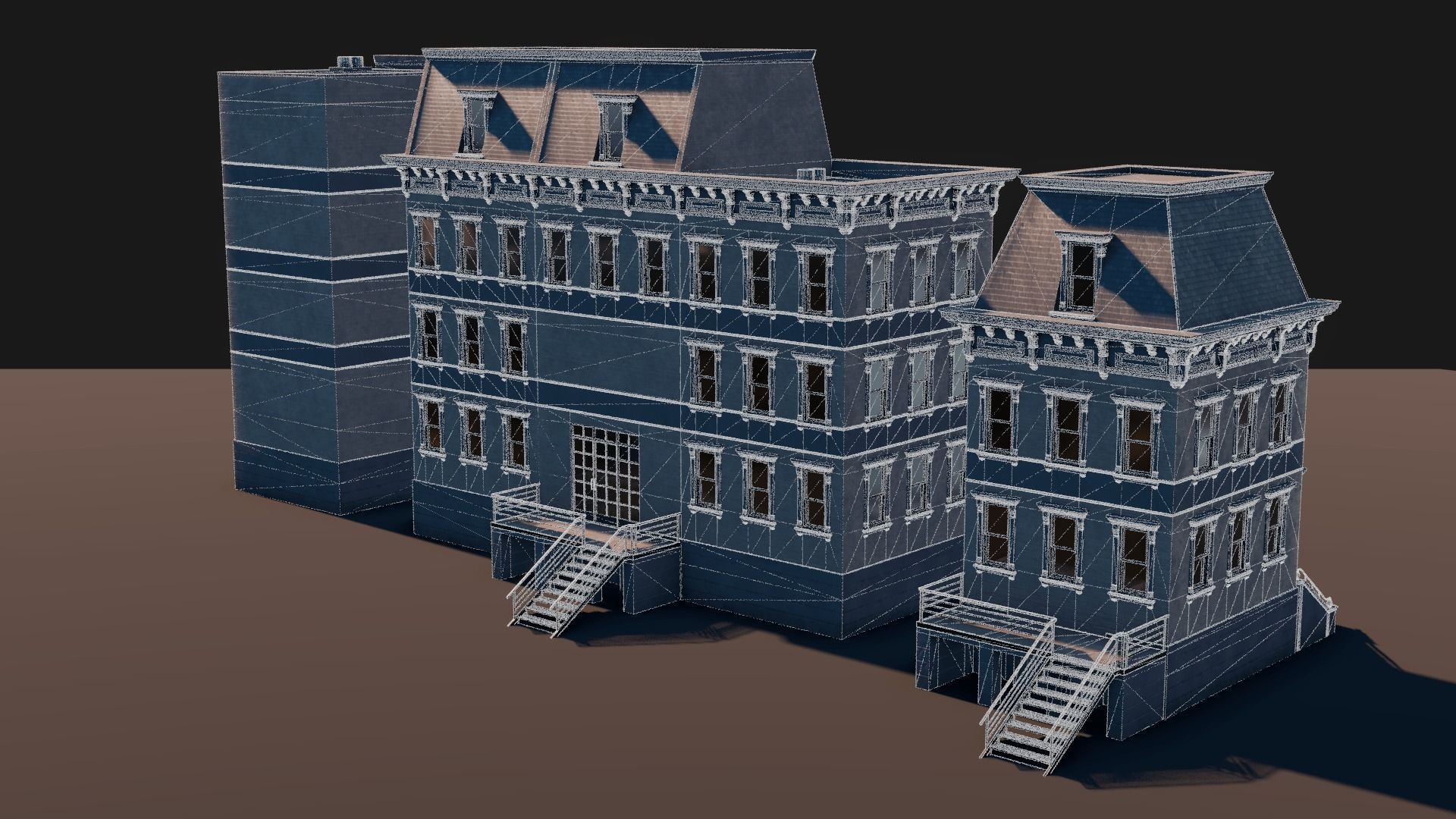 BrownStone Modular Building - Asset Low-poly 3D model_9